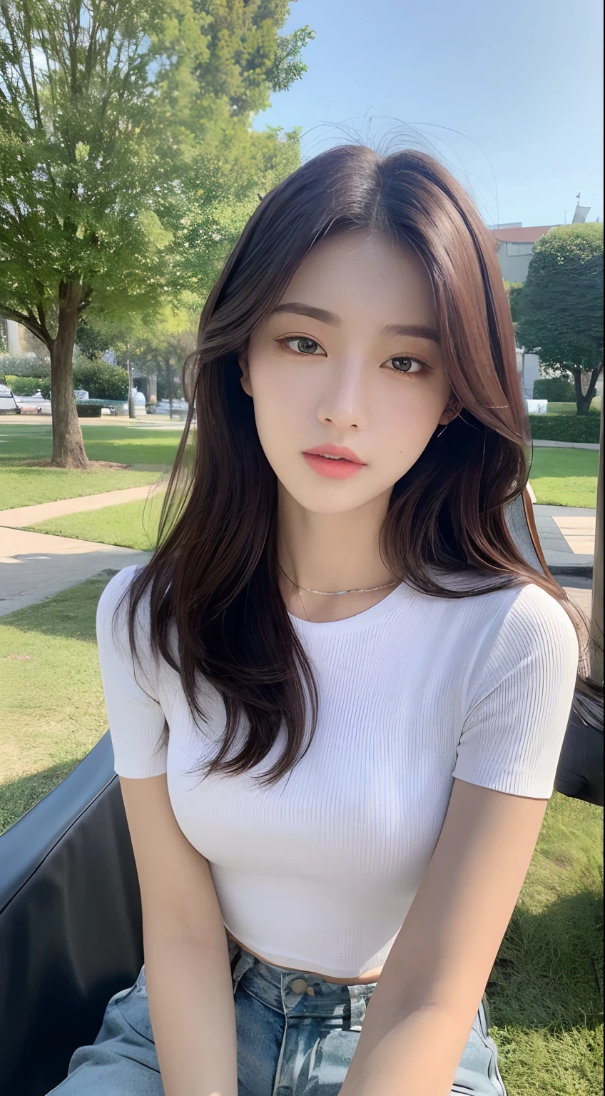 ((best qualtiy, 8K, tmasterpiece:1.3)),Focus:1.2, female high-school student，Drive a motorcycle，Perfect S-Shaped Body，（A look of determination）（adolable），delicated face，Long hair waist-length，long hair flowing，Tilt your head，ssmile，Hair details，Delicate Full Body Portrayal，Delicate depiction of the face，Best picture quality，A high resolution，Detailed background，Delicate portrayal，exquisitedetails，Rich in detail，Facial strengthening，(shift dresses)，with blue sky and white clouds，Sitting Among the Flowers，wooden cabin，There are no bags under the eyes