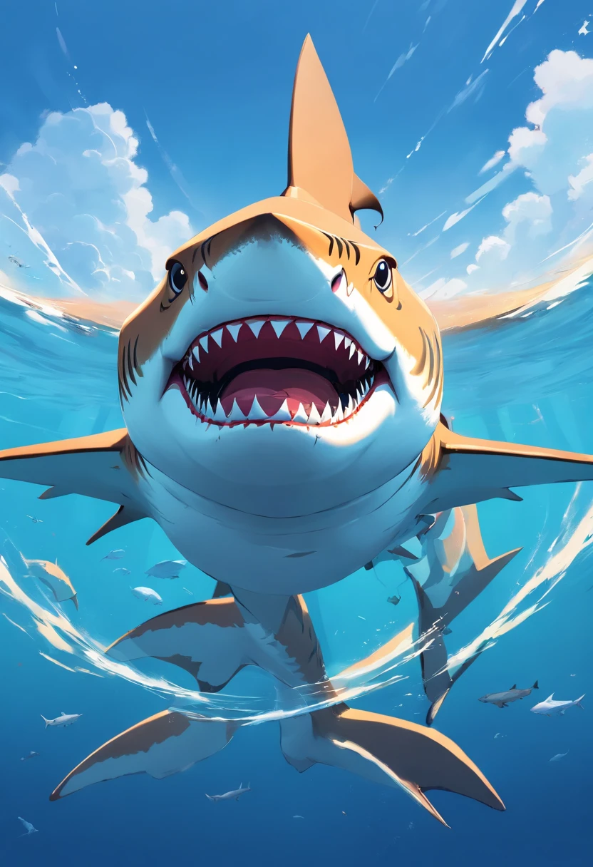Tiger shark, vectorial, multiple angle,simple backgound
