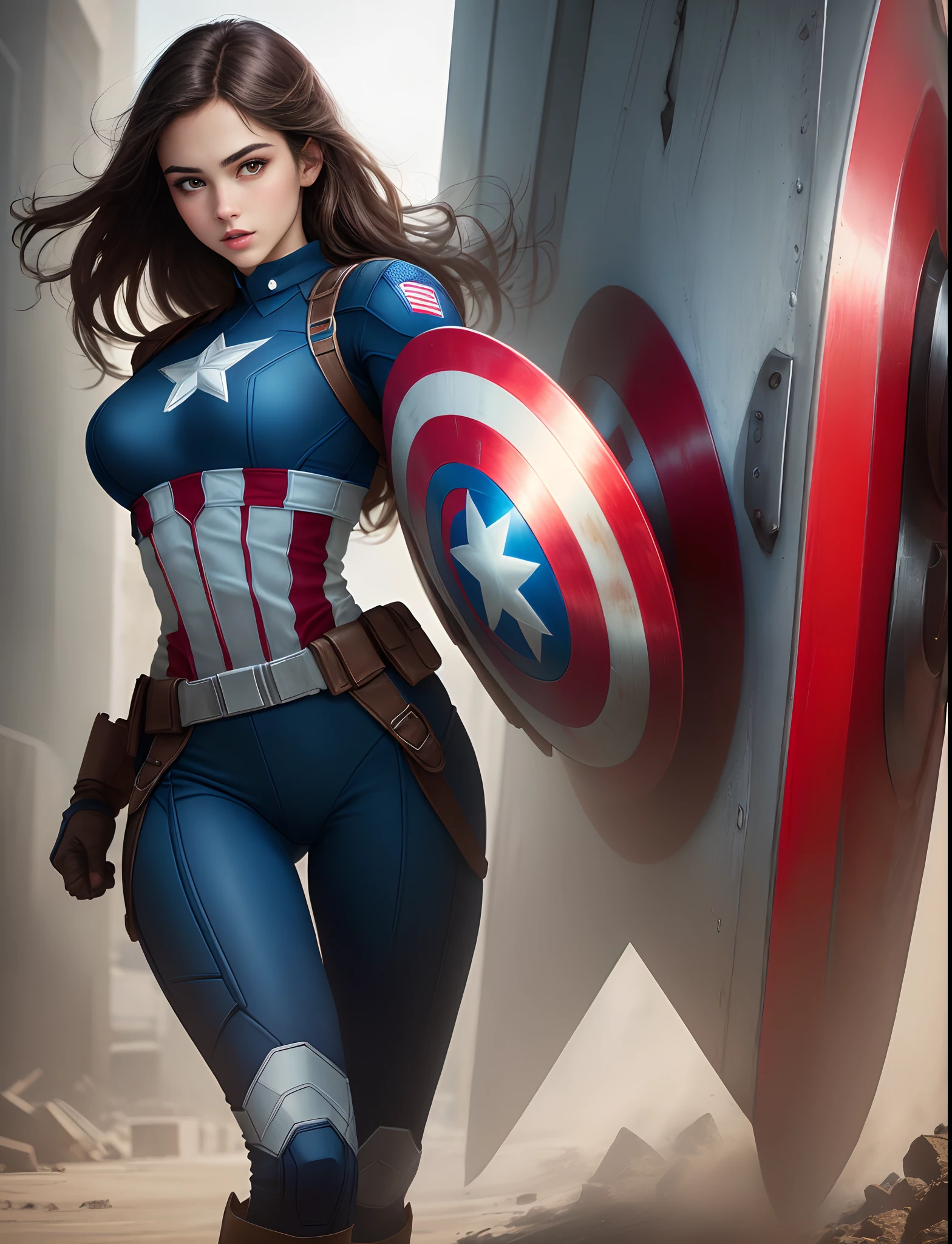 Captain America's teenage Daughter in a superhero suit