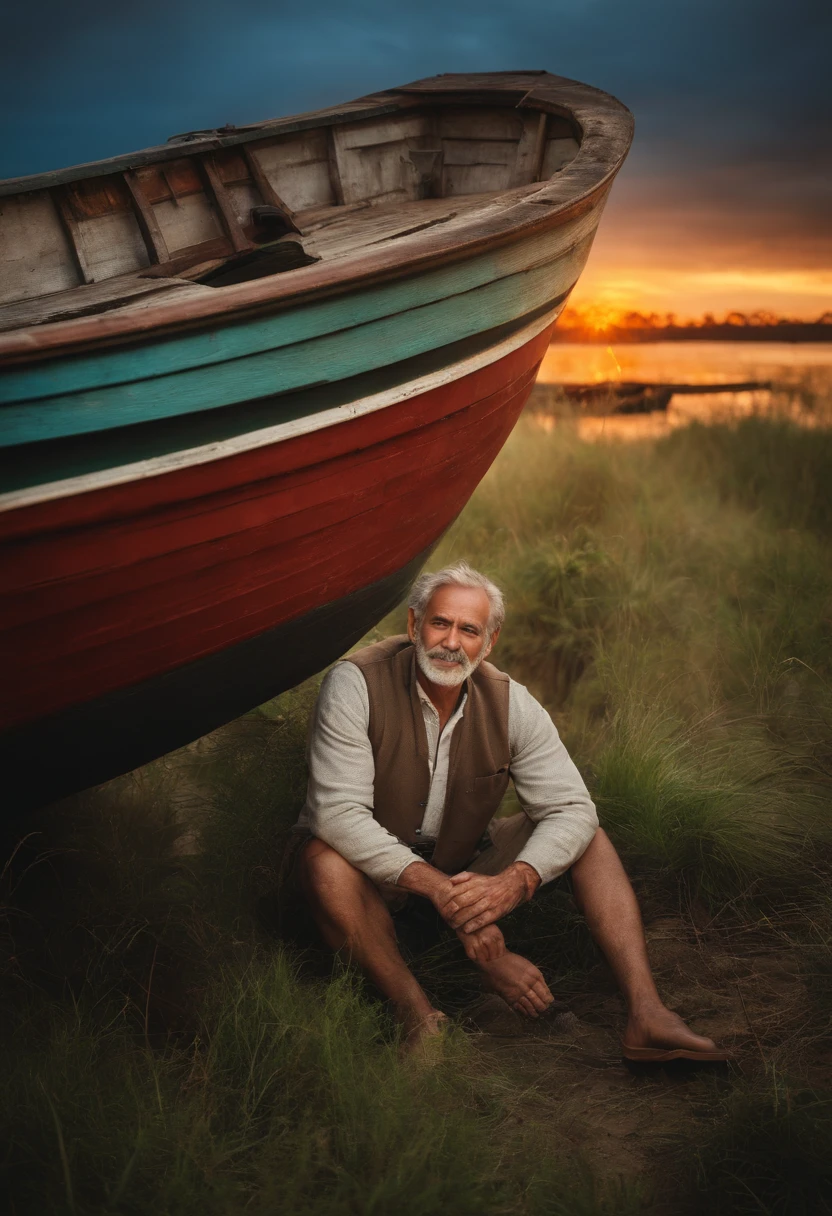 Man with his old boat