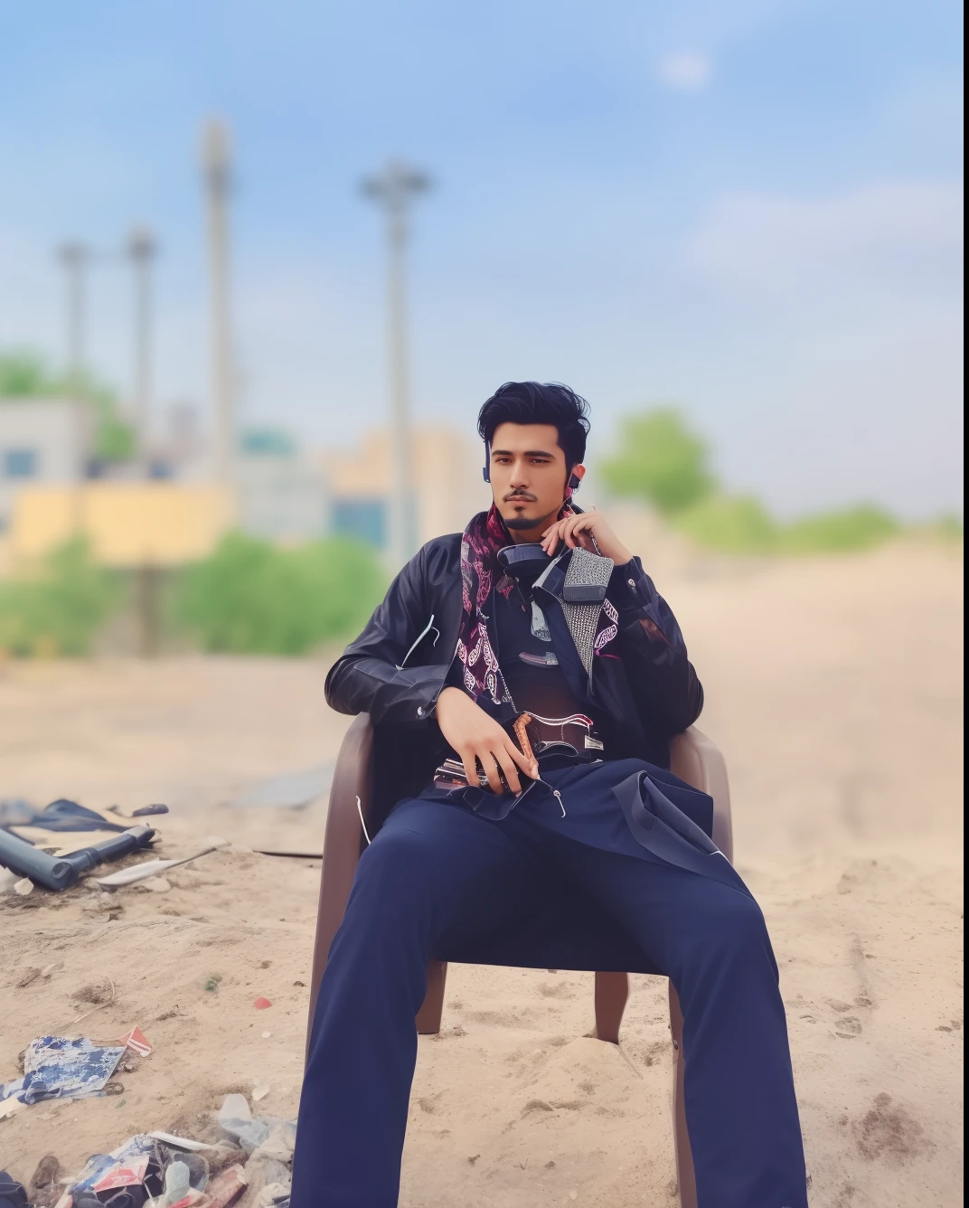 Change background cyberpunk handsome