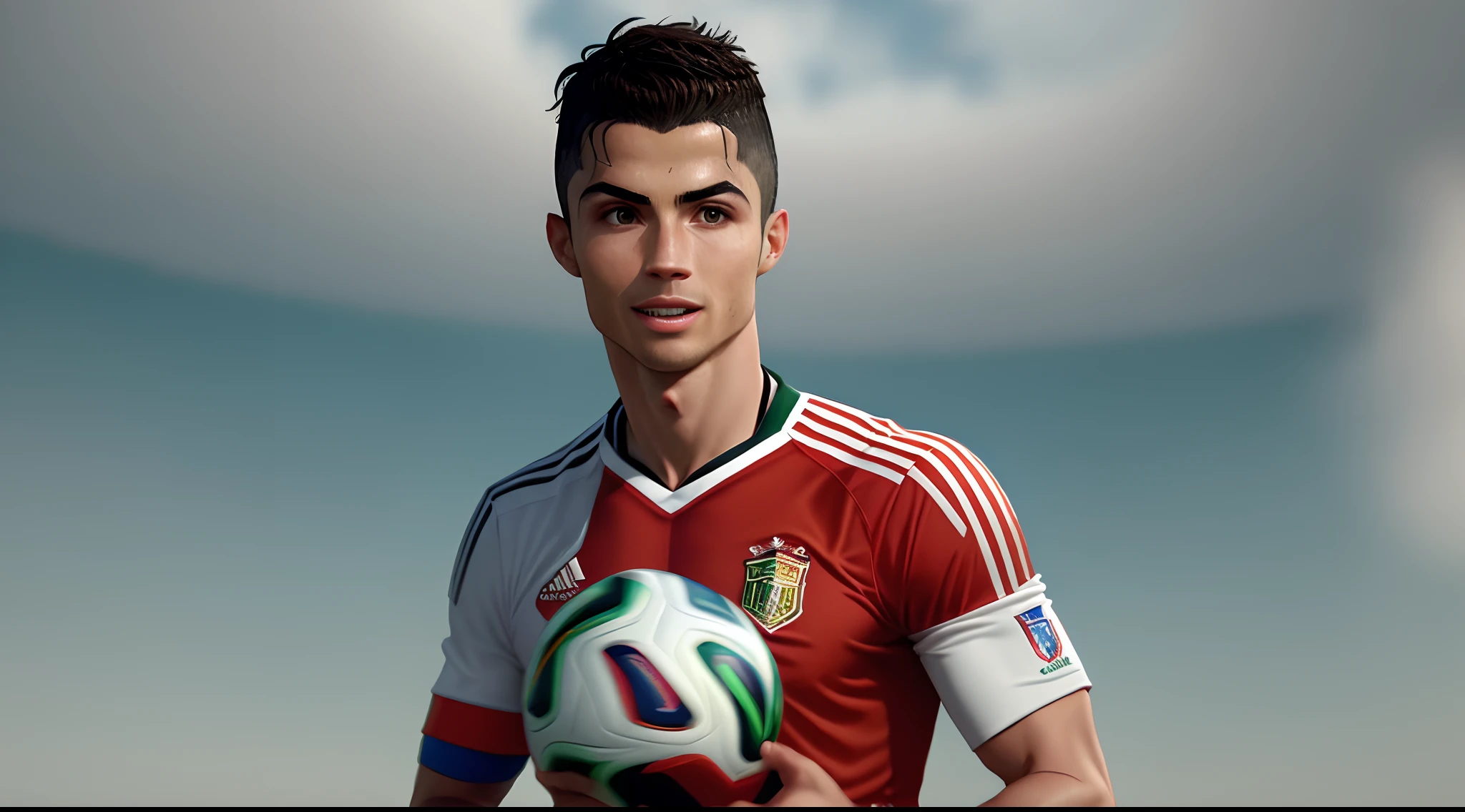 Cristiano Ronaldo dos Santos Aveiro, (Pixar style) (Masterpiece:1.2) (Bokeh) (Best quality) (Detailed skin) (Detailed texture) (8K) (clay) (Cinematic lighting) (Sharp focus