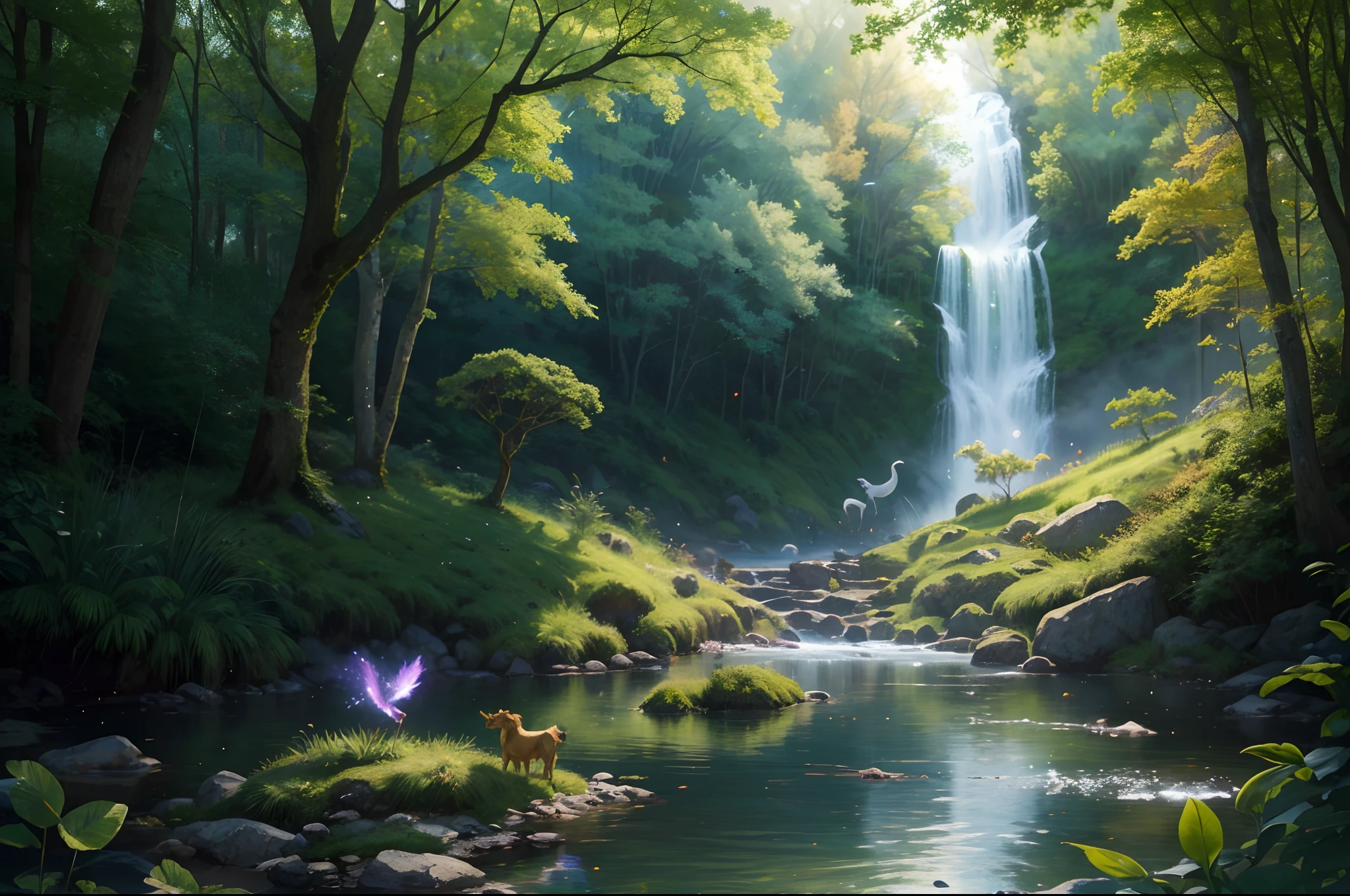 (fantasy wallpaper),(best quality,4k,8k,highres,masterpiece:1.2),ultra-detailed,(realistic,photorealistic,photo-realistic:1.37),vivid colors,bokeh,concept artists,mythical creatures,mystical forest,magical glow,ancient ruins,majestic castle,powerful wizard,golden dragon,enchanted waterfall,diamante flowers,floating islands,ethereal mist,moonlit sky,whimsical atmosphere,spellbinding,mythical creatures playing amongst the trees,glittering stars,cascading light beams,peaceful serenity,surreal beauty,idyllic dreamland,lush greenery,tranquil waters,magical essence,whispering winds,secret passages,flying unicorns,hidden treasures,dazzling magic,twinkling fireflies,mystical energy,enchanted music,magical artistry.