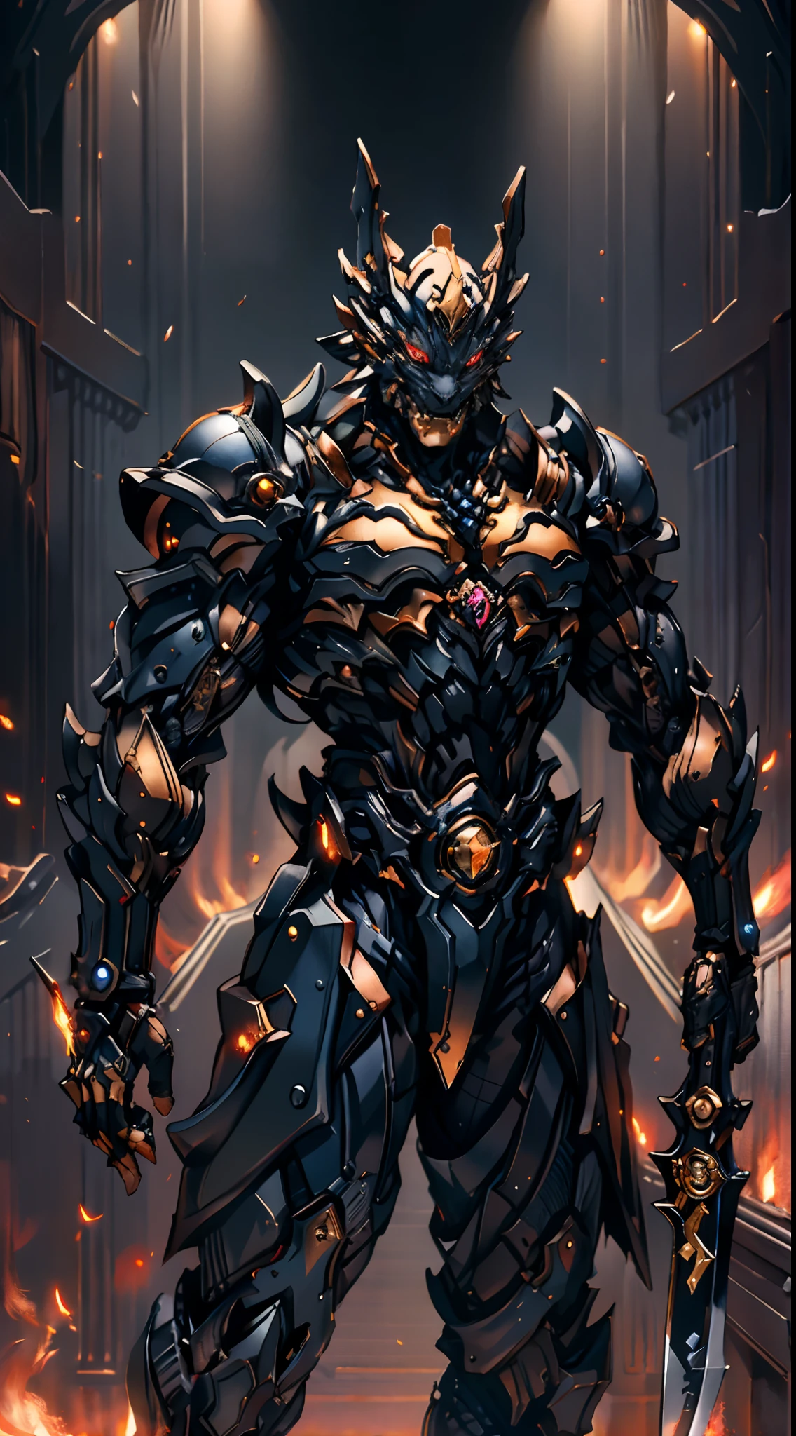 ((A young man:1.2)), short orange-brown hair, a wild hairstyle, knife-like thick eyebrows, bright and spirited big eyes, a fearless expression, a smile at the corner of his mouth, he wears a bizarre fantasy surreal-style chest armor with scales textures, wearing a dark bodysuit underneath, fingerless gloves, a beautifully fur belt around his waist, matching coarse cloth trousers, undaunted and wild posture, the background depicts a torn sky and earth, this character embodies a finely crafted fantasy surreal-style in anime style, characterized by an exquisite and mature manga illustration art style, high definition, best quality, highres, ultra-detailed, ultra-fine painting, extremely delicate, professional, anatomically correct, symmetrical face, extremely detailed eyes and face, high quality eyes, creativity, RAW photo, UHD, 8k, Natural light, cinematic lighting, masterpiece-anatomy-perfect, masterpiece:1.5