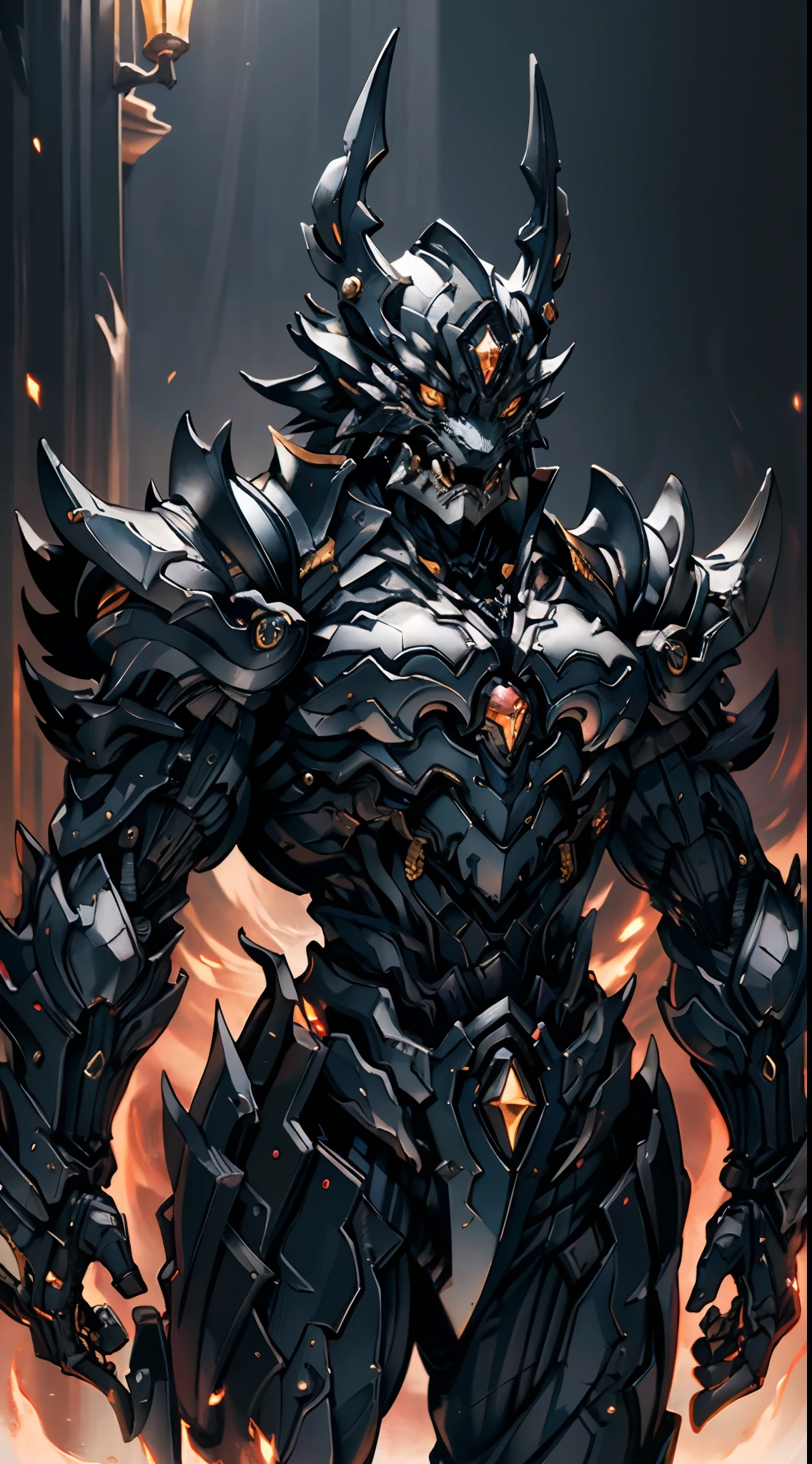 ((A young man:1.2)), short orange-brown hair, a wild hairstyle, knife-like thick eyebrows, bright and spirited big eyes, a fearless expression, a smile at the corner of his mouth, he wears a bizarre fantasy surreal-style chest armor with scales textures, wearing a dark bodysuit underneath, fingerless gloves, a beautifully fur belt around his waist, matching coarse cloth trousers, undaunted and wild posture, the background depicts a torn sky and earth, this character embodies a finely crafted fantasy surreal-style in anime style, characterized by an exquisite and mature manga illustration art style, high definition, best quality, highres, ultra-detailed, ultra-fine painting, extremely delicate, professional, anatomically correct, symmetrical face, extremely detailed eyes and face, high quality eyes, creativity, RAW photo, UHD, 8k, Natural light, cinematic lighting, masterpiece-anatomy-perfect, masterpiece:1.5