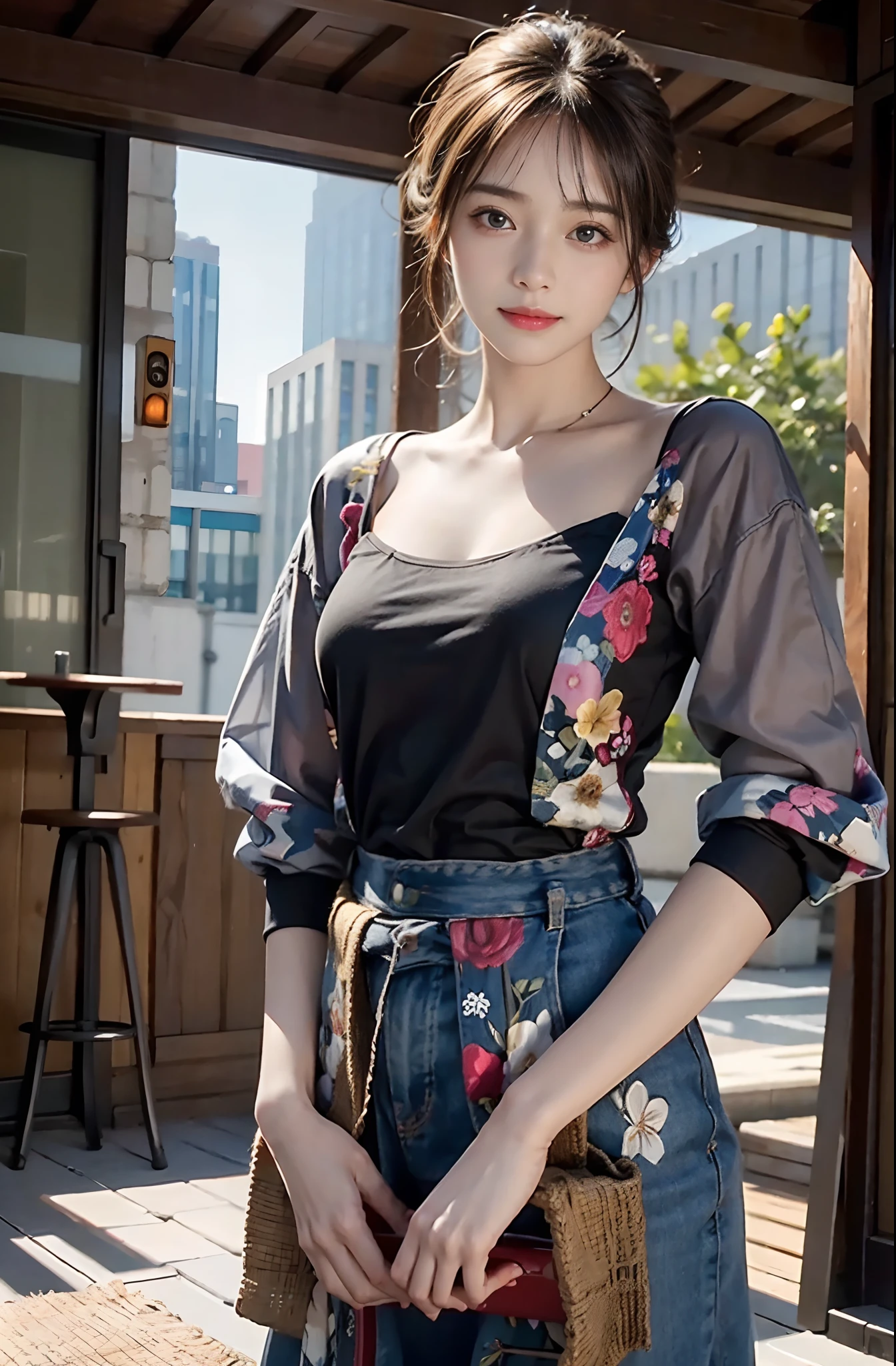top-quality、masterpiece、超A high resolution、(Realistic:1.4)、Raw photo、1 17-year-old girl、ssmile、macho、lighting like a movie