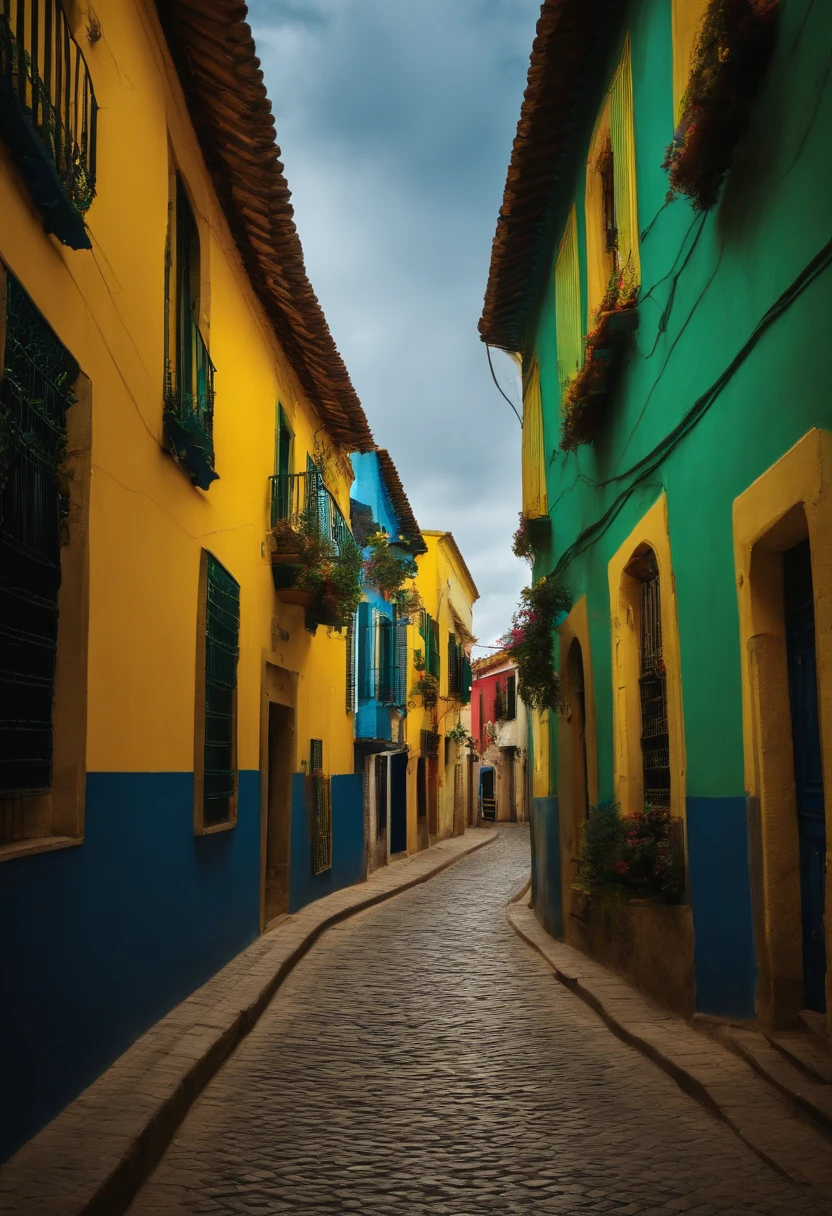 Bandeira com cores azul verde e amarelo escrito B.O ao centro