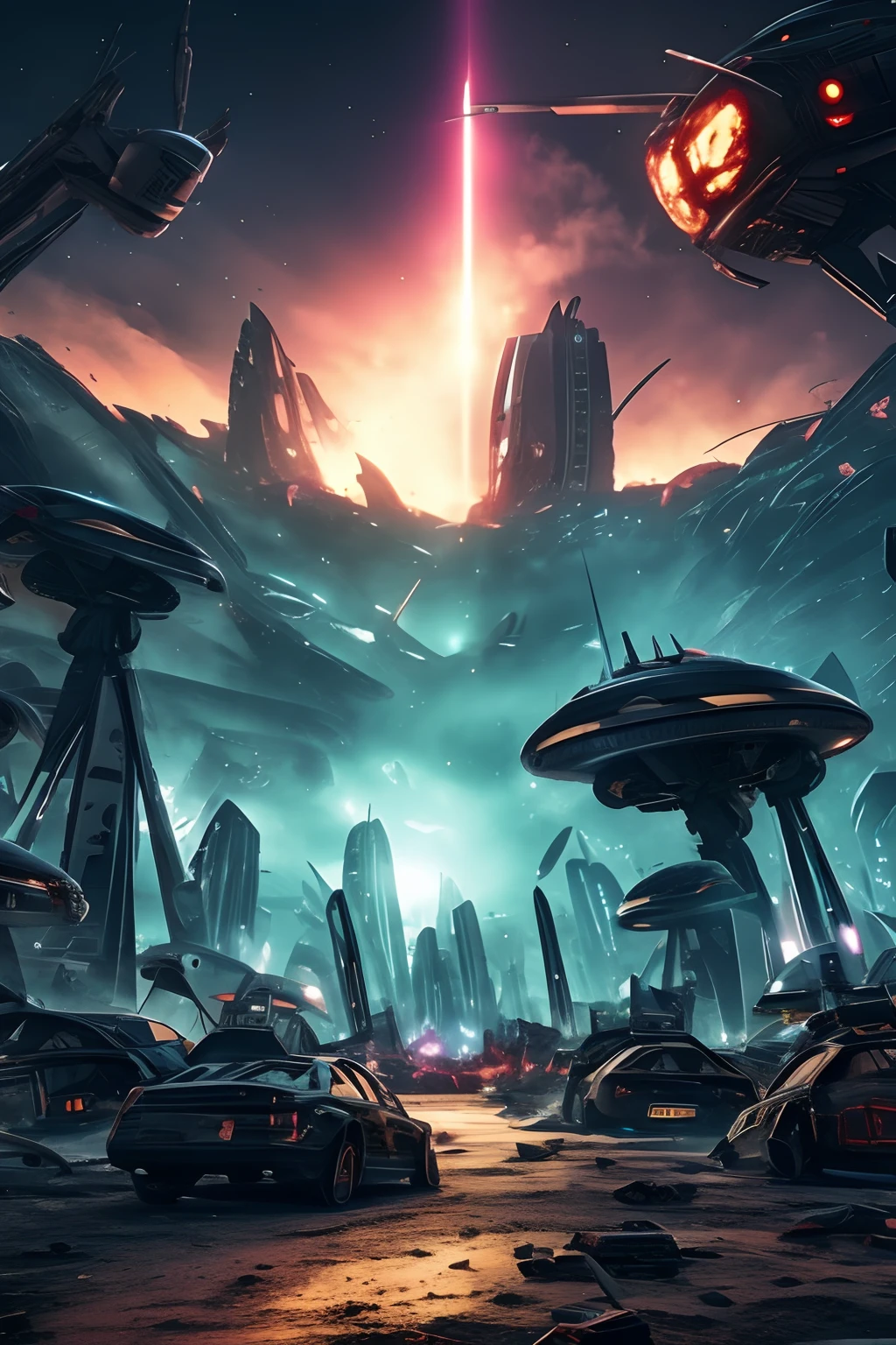 Alien attack, Alien attack, Wrecked City