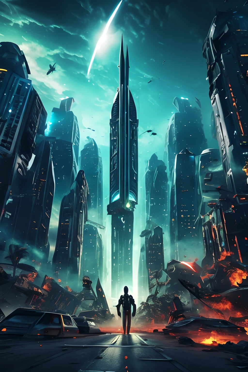 Alien attack, Alien attack, Wrecked City