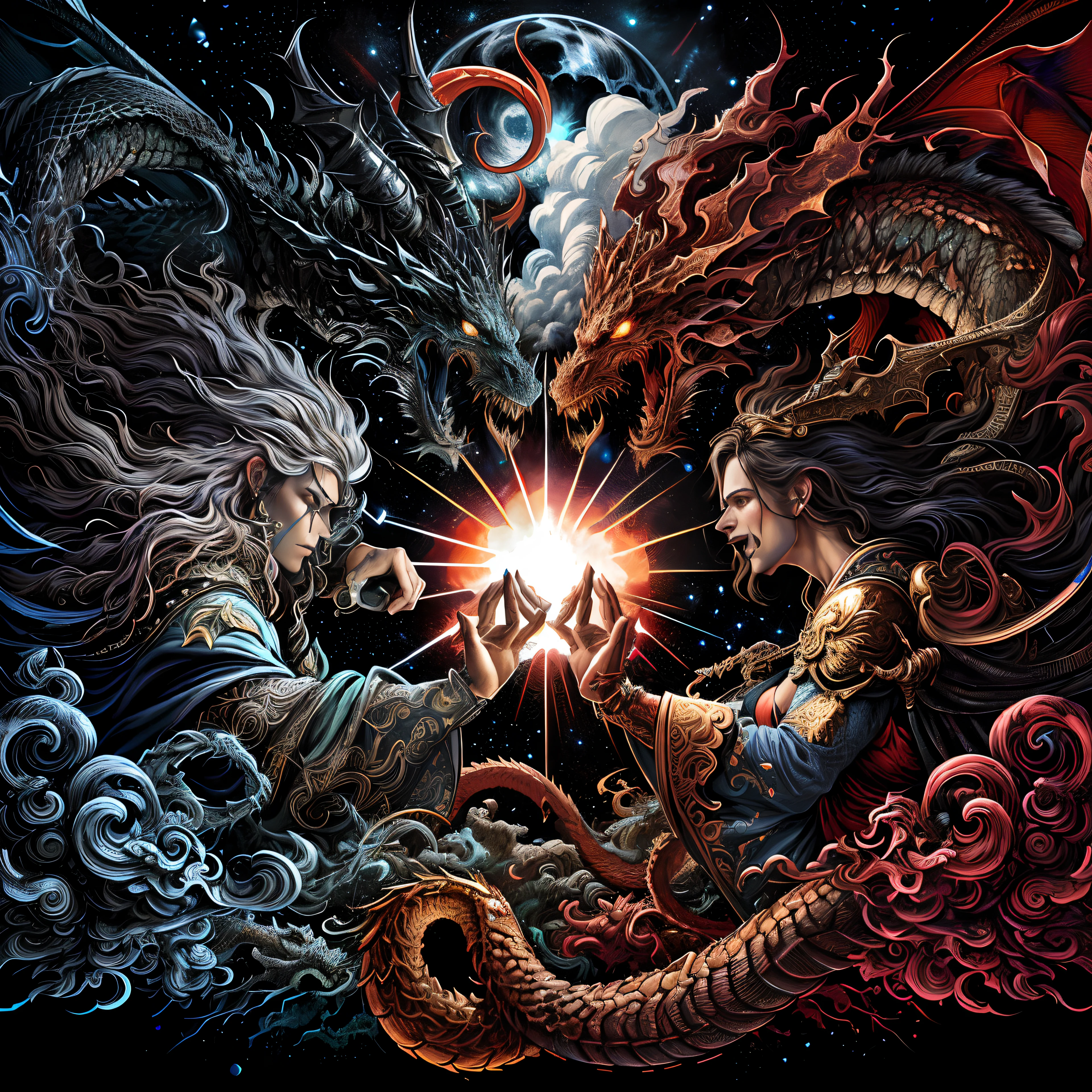 Seven monster men, A vampire, virile, muscular y apuesto. a werewolf, furry, wolf and sensual. a ghost, muscular, with elegant suit. A Frankenstein man, high, green skin, muscular y sensual. An Oni demon, robust, gordo, with red skin, black mane and yellow horns. A mummy man, dark-skinned, muscular, with dreadlocks and bandages all over the body. An angel, rubio, muscular, attractive and cheerful, bearded and with transparent tunics. And a zombie, muscular, with military pants and a rotten and decomposing appearance. 
