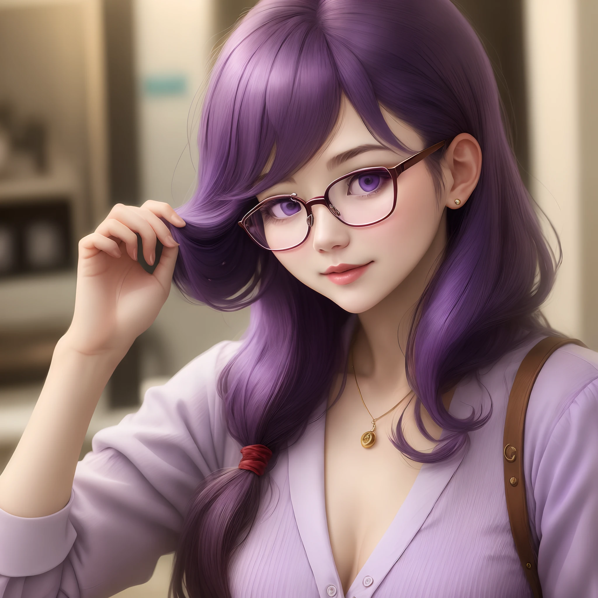 woman glasses hair purple
