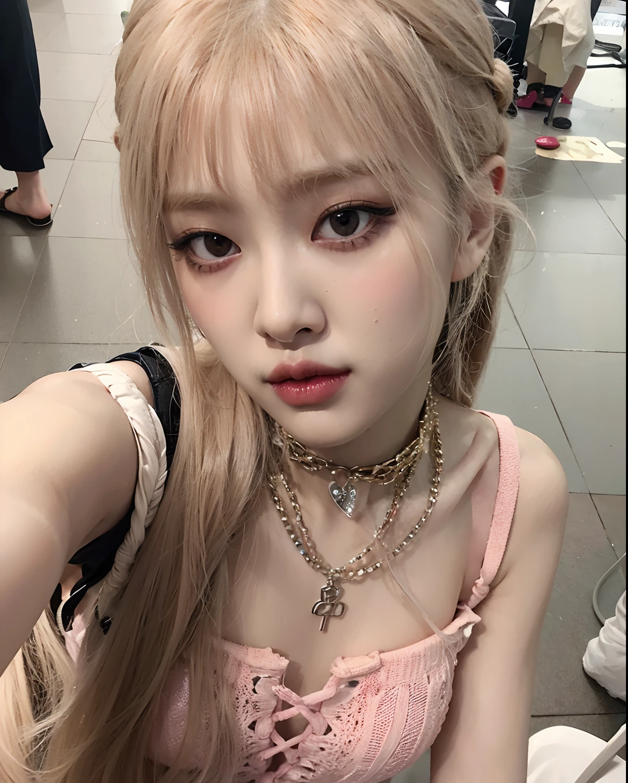 Chica Araffe con un top rosa y un collar y un bolso, Lalisa Manobal, Lalisa Manoban de Blackpink, Parque Roseanne de Blackpink, ulzzang, Jossi de Blackpink, Shikamimi, Hermosa Delphine, El Corte Hime, Chiho, con flequillo, Retrato de Jossi de Blackpink, Jaeyeon Nam