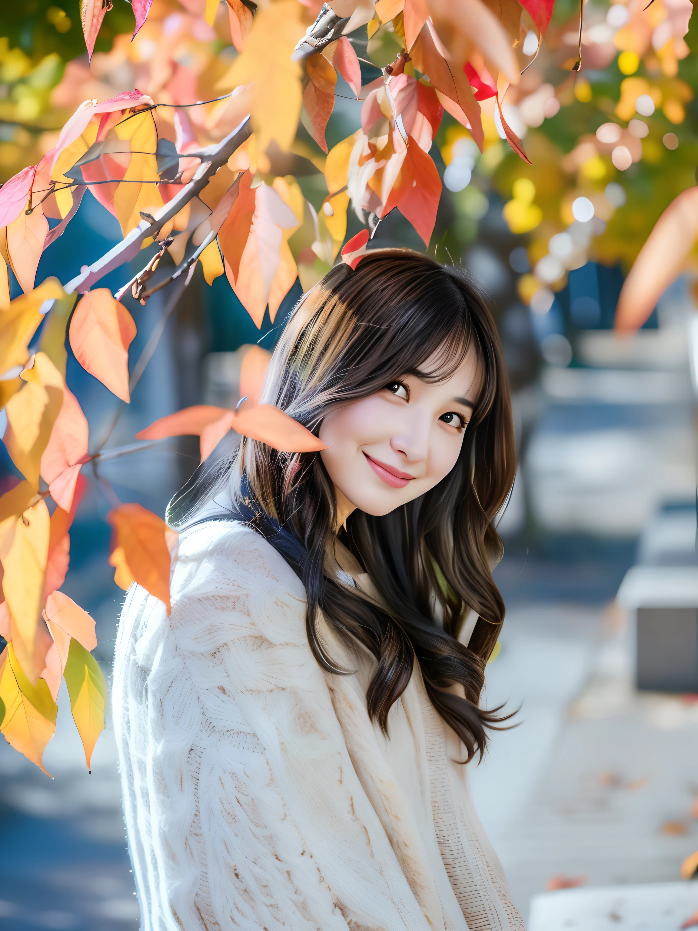 Araphedo woman standing under a tree with leaves in autumn, Photograph Taken on Nikon D750, Photo taken with Nikon D 7 5 0, 🍁 Cute, in autumn, chiho, ulzzangs, captured on canon eos r 6, beautiful image, autum, during autumn, in autumn, taken with canon eos 5 d mark iv