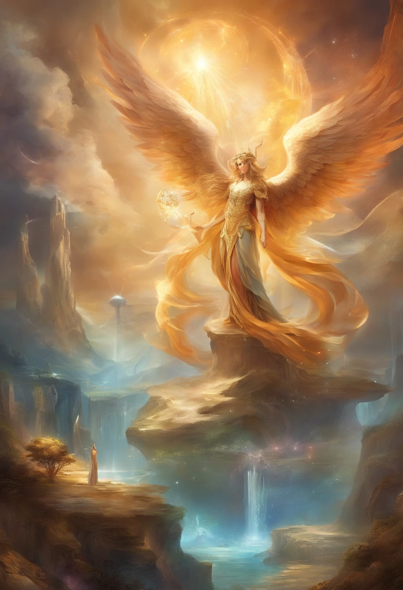 os 3 signos do zodiaco do elemento terra, Touro, Virgem, Capricorn in the shape of beautiful celestial angels, realista HD