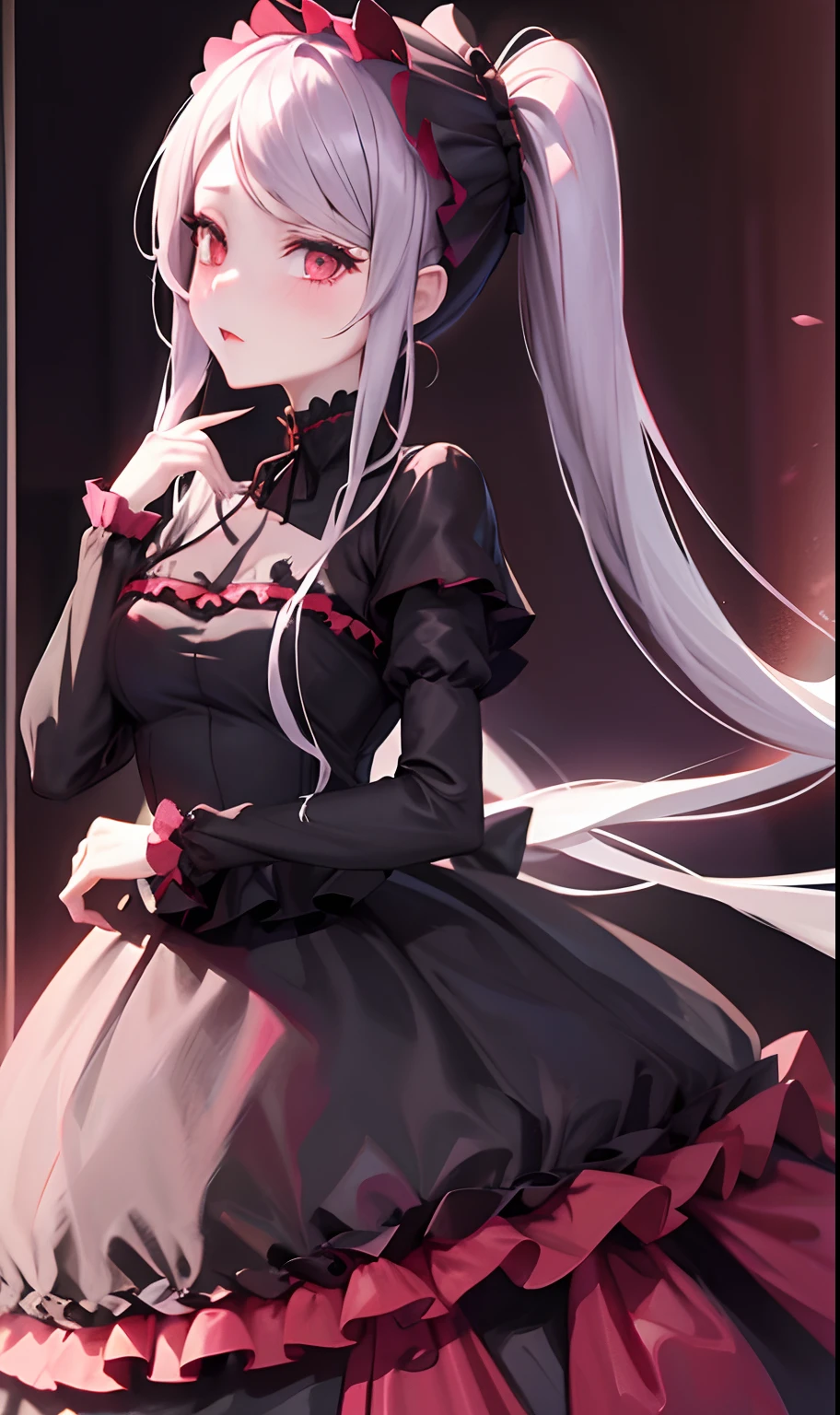 shalltear bloodfallen、Shalltear Costume、​masterpiece、top-quality、1girl in、poneyTail、detailed finger，Professional Drawing