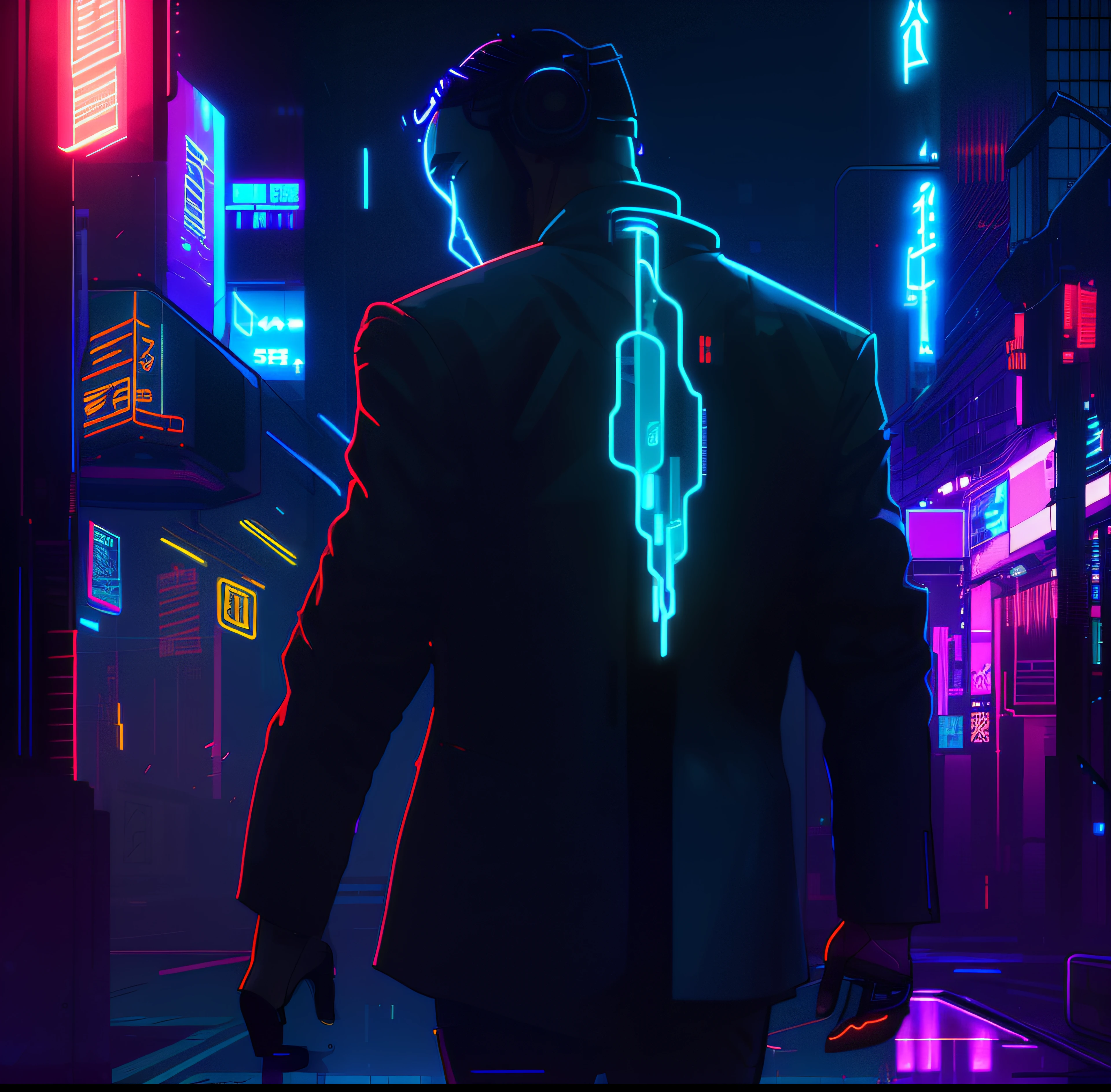 a close up of a person in a suit walking down a street, cyberpunk art style, cyberpunk vibes, cyberpunk vibe, cyberpunk noir, cyberpunk neon, neon cyberpunk, cyberpunk art, cyberpunk street, cyberpunk themed art, has cyberpunk style, cyberpunk vibrant colors, cyberpunk dude, cyberpunk horror style, cyberpunk artstyle, bright cyberpunk glow, cyberpunk futuristic neo, cyberpunk aesthetics
