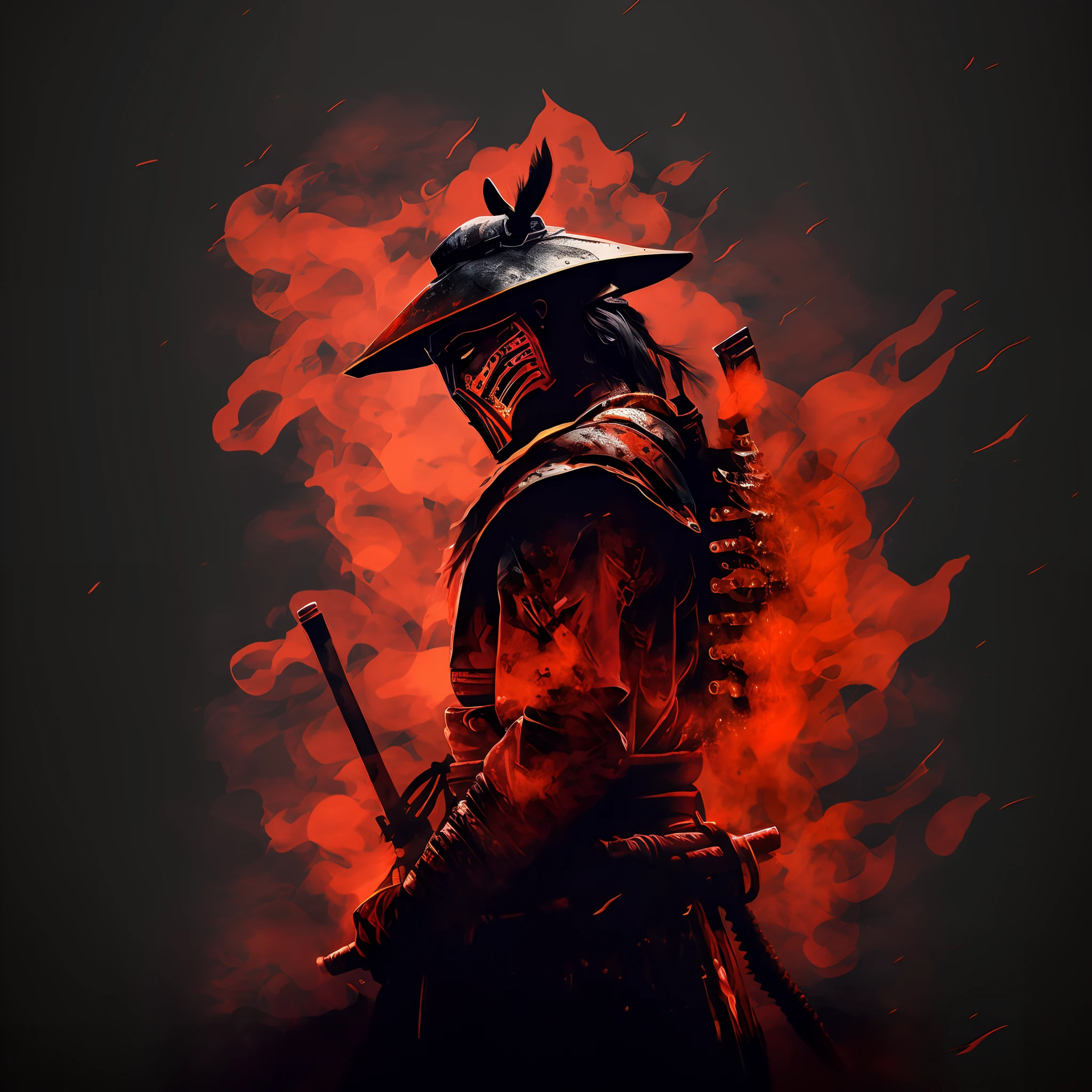samurai in a red fire with a sword and helmet, detailed bushido form smoke, wallpaper 4 k, wallpaper 4k, sekiro in bloodborne world, badass anime 8 k, samurai portrait, samurai portrait photo, ronin, samurai warrior, 4k wallpaper, 4 k wallpaper, epic samurai warrrior, sekiro, ghost of tsushima
