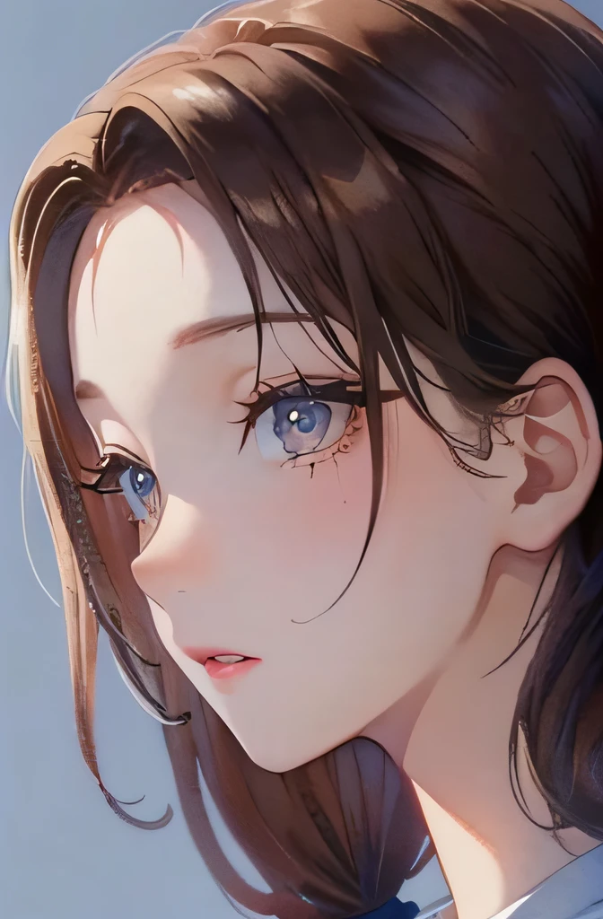 (Beautiful Eyes of Details:1.2)、((1girl in))、A MILF、((独奏))、(brown-eyed:1.4)、(finely detailed  eyes and detailed face:1.3)、(long brown hair、poneyTail)、(beautiful and clear background:1.2)、(extremely details CG、ultra-detailliert、Best Shadows:1.1)、((depth of fields))、((watercolor paiting))、beautiful concept illustration、(Black background:0.5)、(illustratio:1.1)、(Very fine and beautiful:1.1)、(perfect detailed:1.1)、 from side、cowboy  shot、Sateen