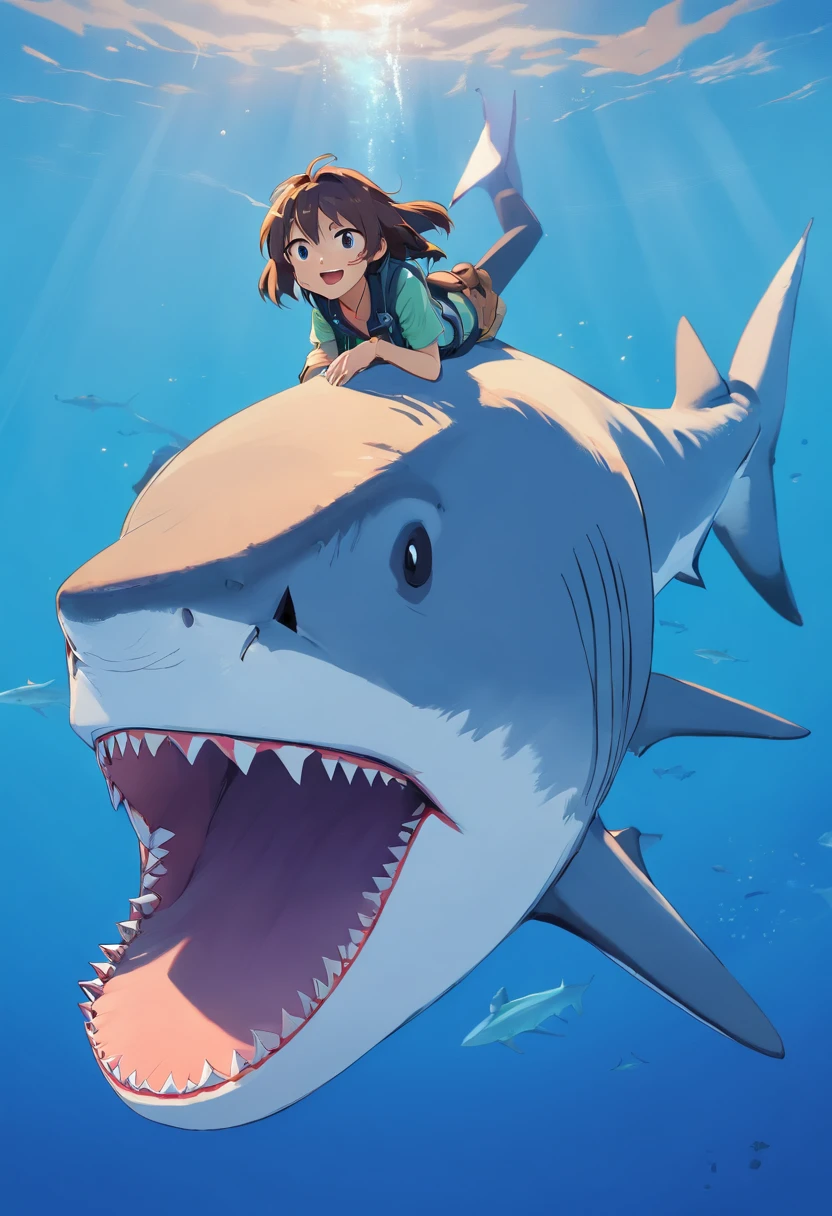 Great white shark,Cartoony,,Lots of great white sharks,No Man,high high quality,Five sharks in the sea,
