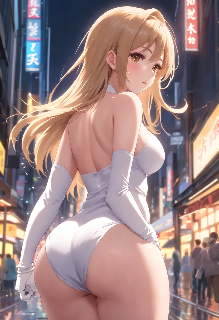 ((16 years, A very cute girl is walking with her naked buttocks in a busy center)), (((Wet White Button Long Shirt: 1.1))), (Mini Extreme White Silk Skirt), (Micro Mini G-String), (((Huge breasts :1.4, and droopy breasts:1.5))), 8K, Photo RAW, ((full body photograph)), (Very fine skin:1.2), (Exposing:1.5), (exposed chest:1.5), (exposed back:1.5), (Exposed shoulder:1.1), (Inguinal exposure:1.5), photography, masterpiece, Best quality at best, Dark gray background, (a beautiful girl with beautiful brown eyes, Light-brown hair, white skinned, Huge soft breasts and beautiful abs, blonde pubic hair, wearing white gloves), Various poses, hyper detailed face, A detailed eye, ((SEM close-up)), ((she
Flossing