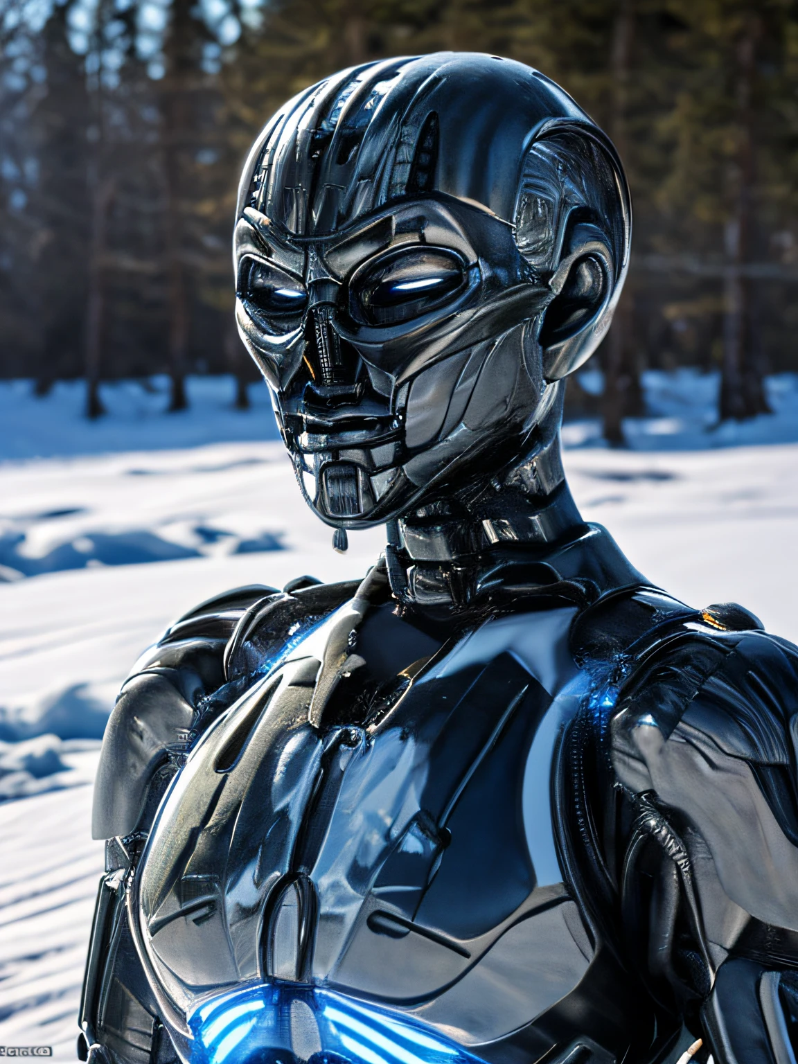 ultra realistic, very high quality, clear lighting, daytime, T-X, endoskeleton, (T-X endoskeleton:1.1, T-X in arctic:1.0), detailed T-X, chromatic, ultrarealistic T-X, ice, detailed environment, (deep focus:1.0), sharp details, photorealistic subject, ultra HD, 8K