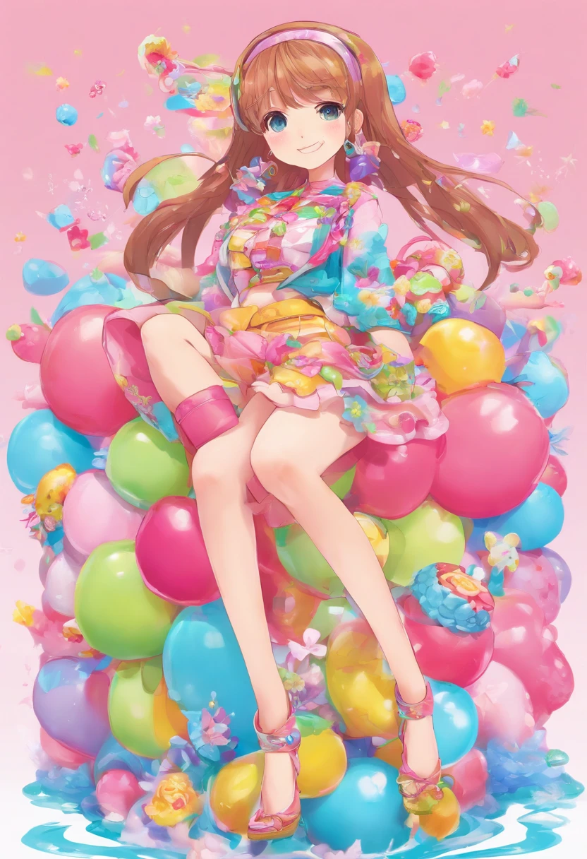 (holding pink ballons), (((full body))), real photo, 11 years old girl, Brat female , (((drawers))), ((looking back at me)),
