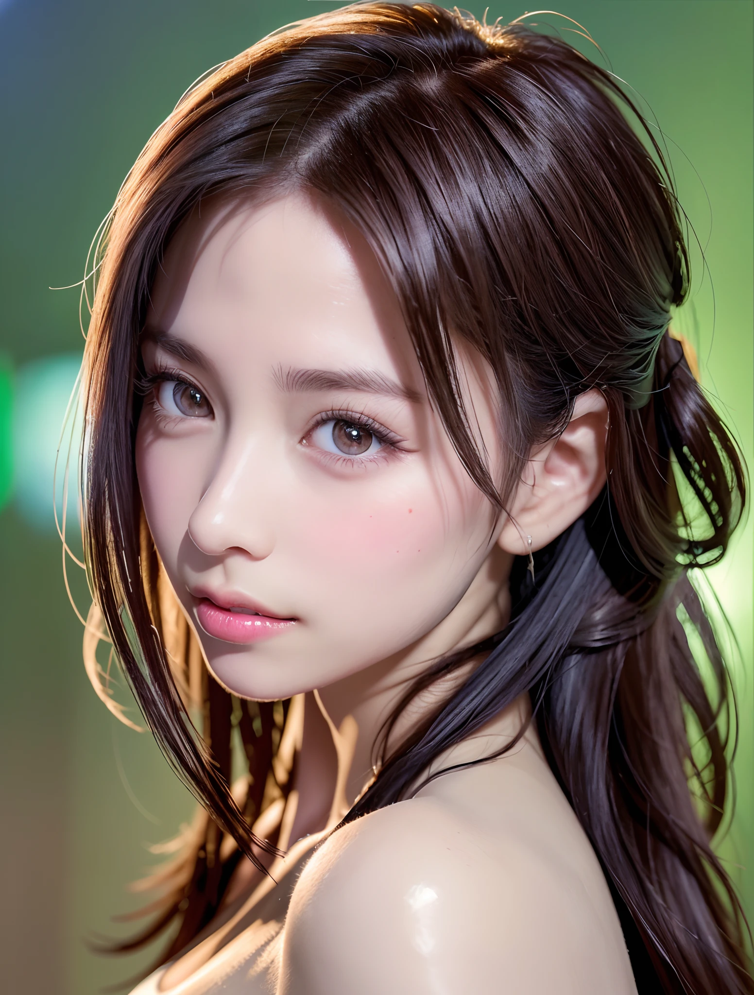 of the highest quality, White skin, Real Human Skin, (Detailed), oval-face, Pore, Ultra high definition, (8K, Raw photography, Photorealistic: 1.4), One girl, slim, (Gentle and Goddess-like Eyes) Happiness: 1.2), (Lip gloss, Eyelashes, Gloss Face, Best Quality, Ultra high definition, Wide Lighting, Natural Shading)