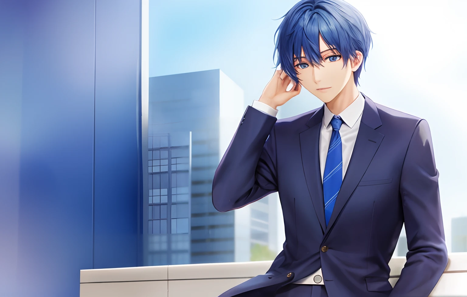 Blue cat,personification,Men's,muffler,suits