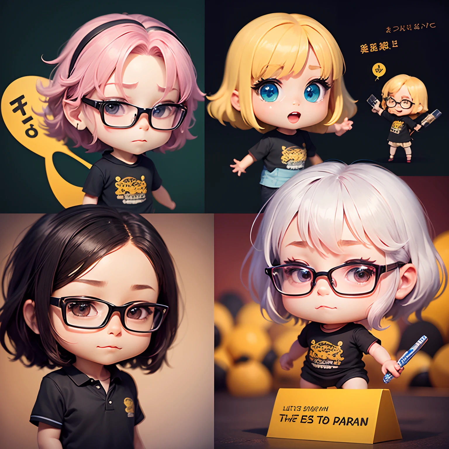 ​masterpiece、top-quality、ultra-detailliert、(Chibi Character Man:1.2)、Enthusiastic fan club、(bandana on head:1.1)、Shake the penlight、polo shirts、JINS、Round glasses、stage、3. nerdy、banners、Standing