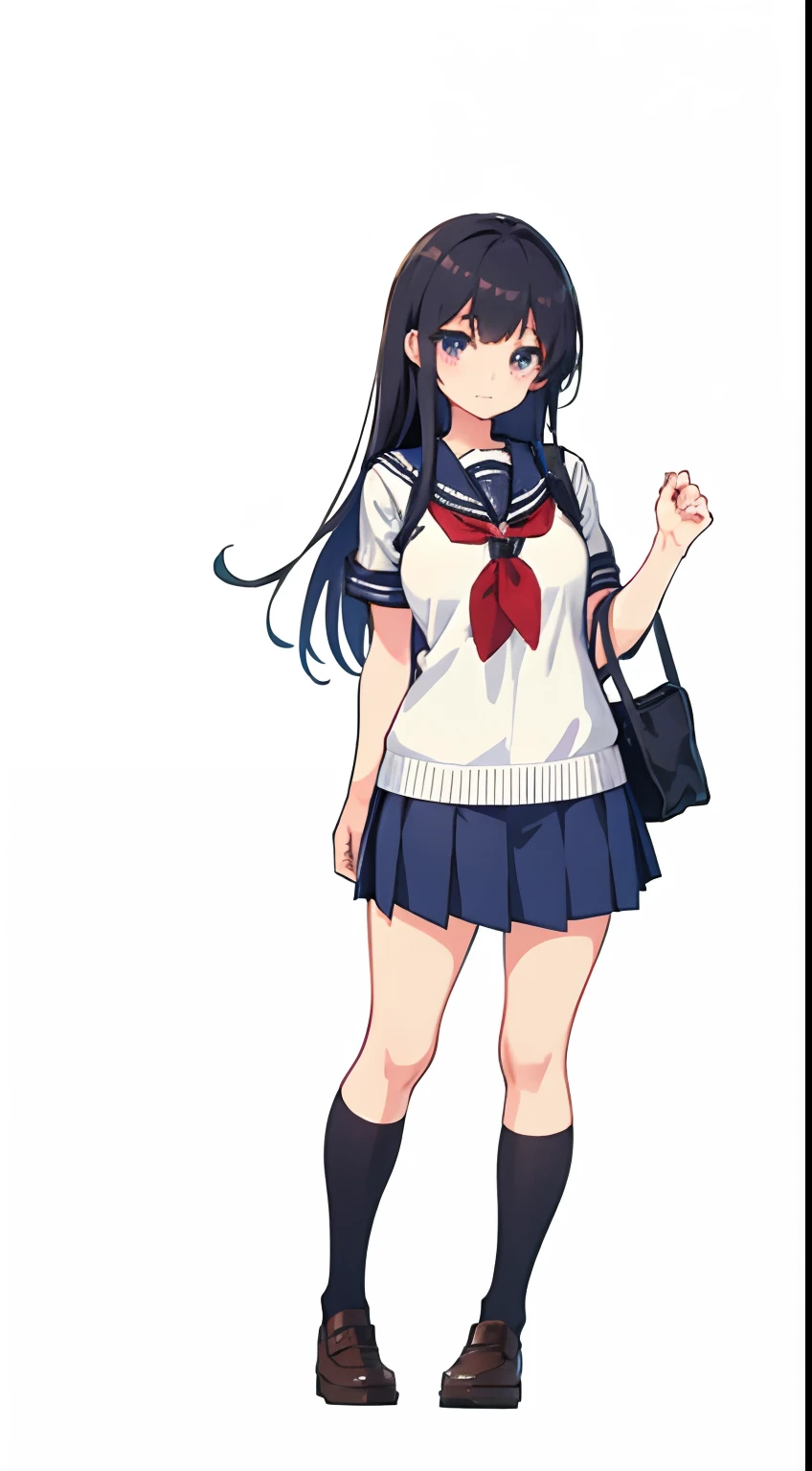 , visual novel, solid white, background, full body, standing, black outline