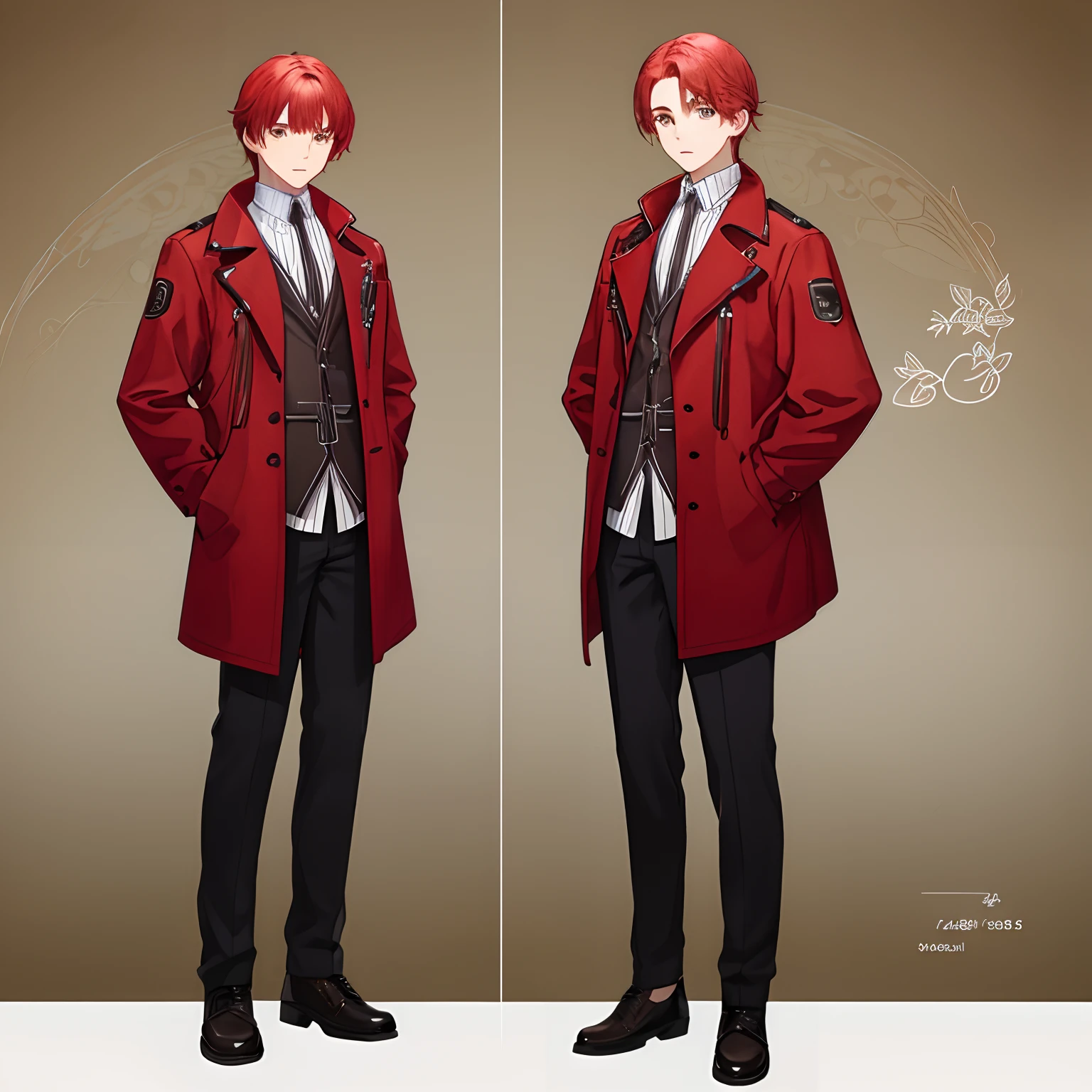 Red-haired beautiful boy full body standing photo