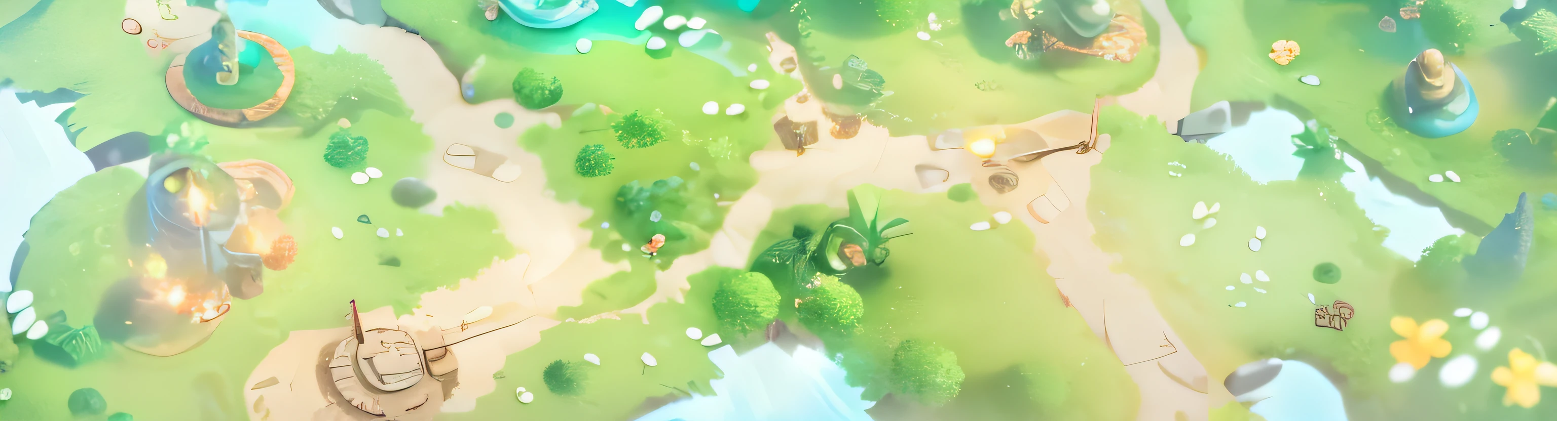 Game map design，Forest desert city theme、angle of depression，Horizontal plates，In the middle is a smooth path，gameicon，tmasterpiece，Epic composition，best qualtiy，超高分辨率，3Drenderingof，8K