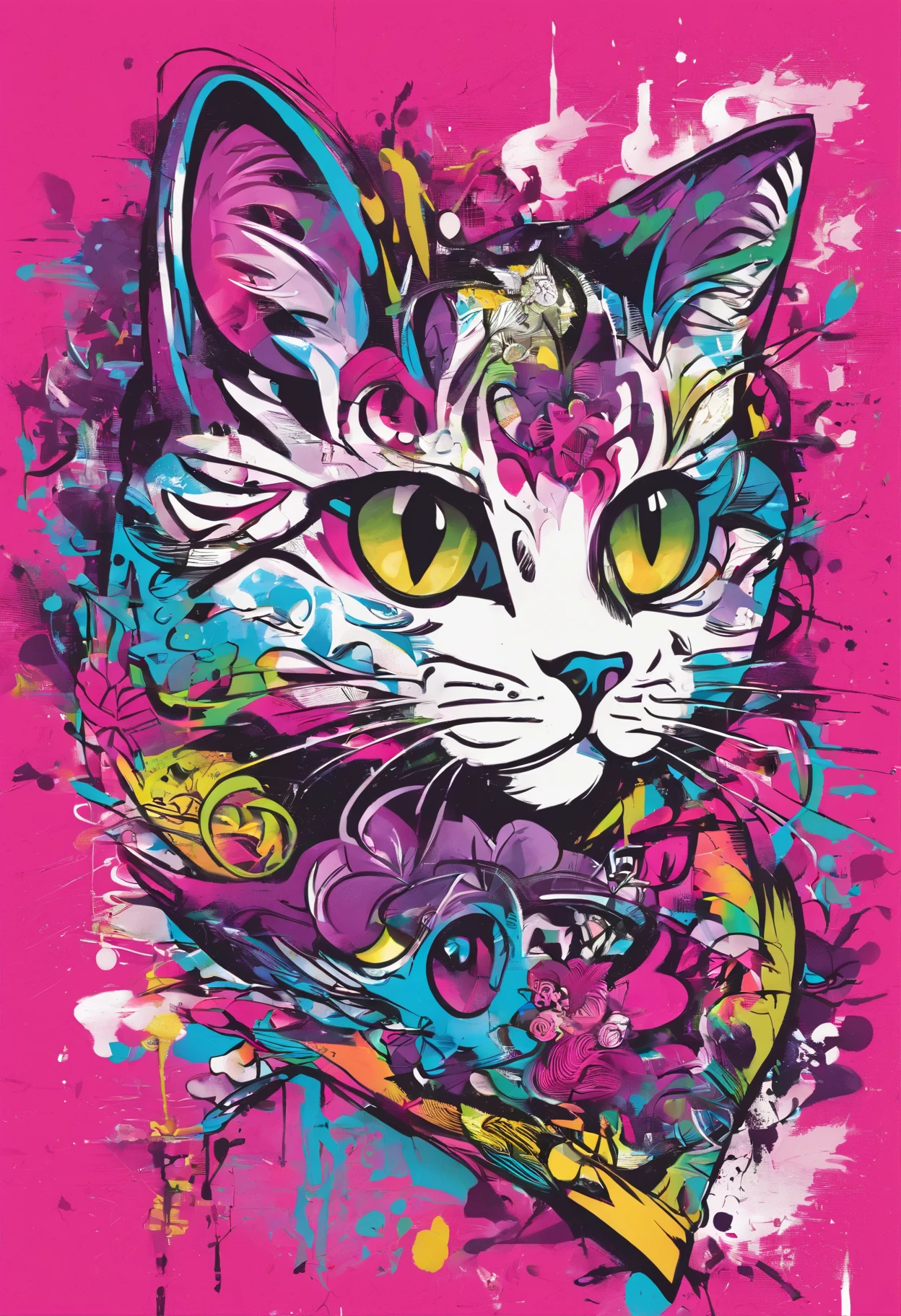 Chisha cat graffiti on pink background, Graffiti Monster, graffiti painting, graffiti art, graffiti art, Wild Style Graffiti, Graffiti Art Style, Bold Graphic Graphite, bold graffiti, In graffiti style, Graffiti Ink, graffiti street art, Spray Art, Spray Painted Graphite, Sprinkled with graffiti art, Wild Style, Halloween