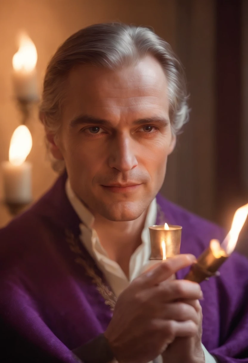 Master Saint Germain with the flame of violet light in his hands