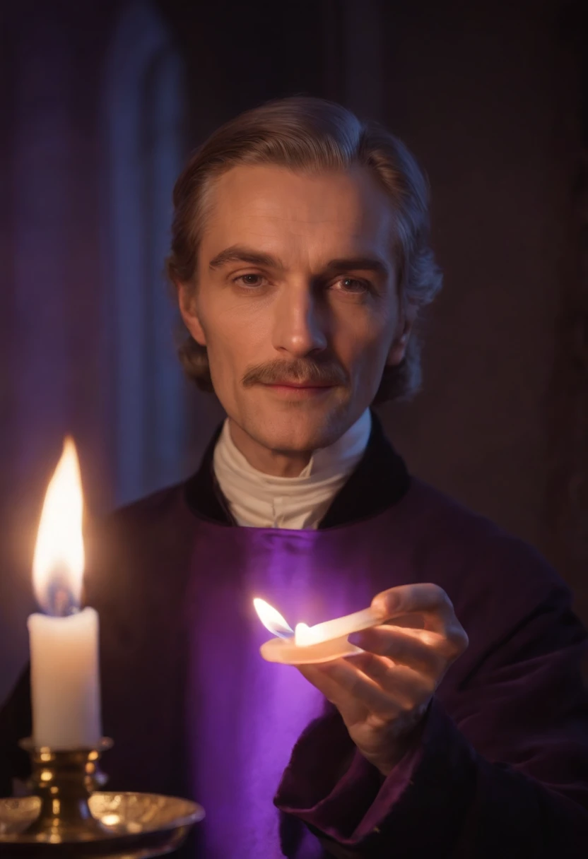 Master Saint Germain with the flame of violet light in his hands