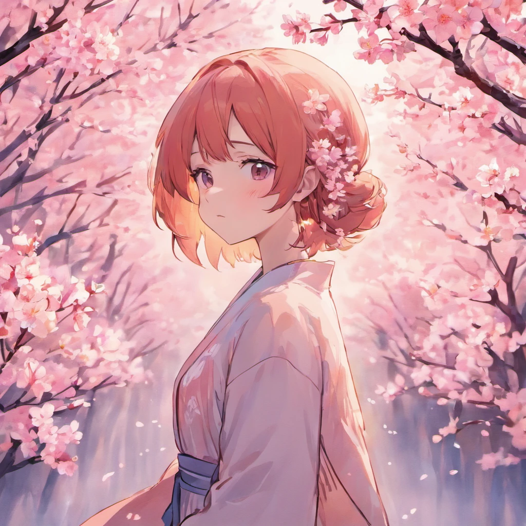 draw me koi fish art with cherry blossoms in a sketch type style