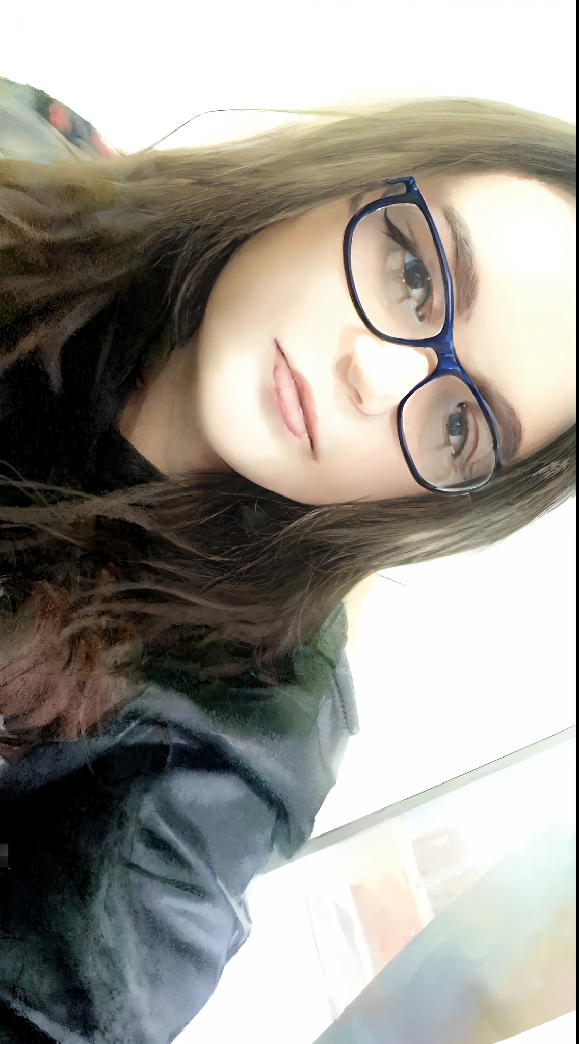 there is a woman with glasses and a black jacket posing for a picture, with glasses, 18 years old, with glasses on, girl with glasses, wavy long black hair and glasses, profile shot, 21 years old, 2 , 2 2 years oldichelle siragusa, 1 6 years old, 2 4 years