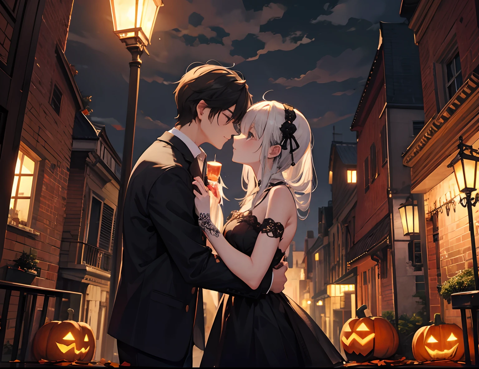 Couples during Halloween, Romantic atmosphere, Happy atmosphere, landscape