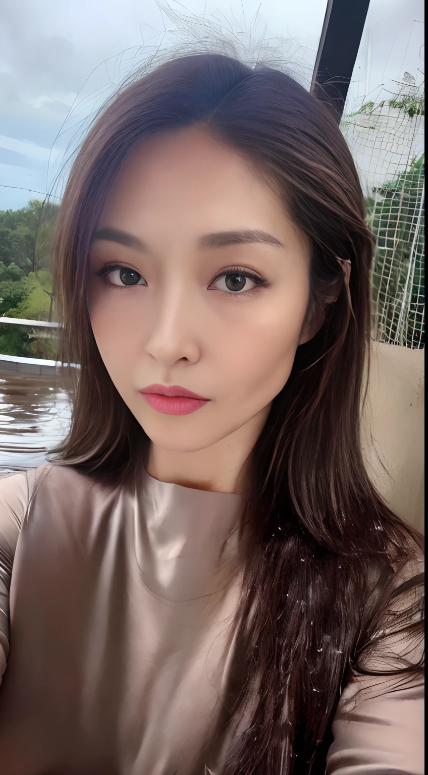 (Best quality, 4k, Masterpiece :1.3), pretty woman, 1girl, (breasts, attractive body :1.2), abs :1.1, dark brown hair: 1.1, (rainy wet, wet from rain, wet body :1.2), ultra-detailed face, detailed lips, detailed eyes, double eyelid, (nsfw:1.5),NSFW,