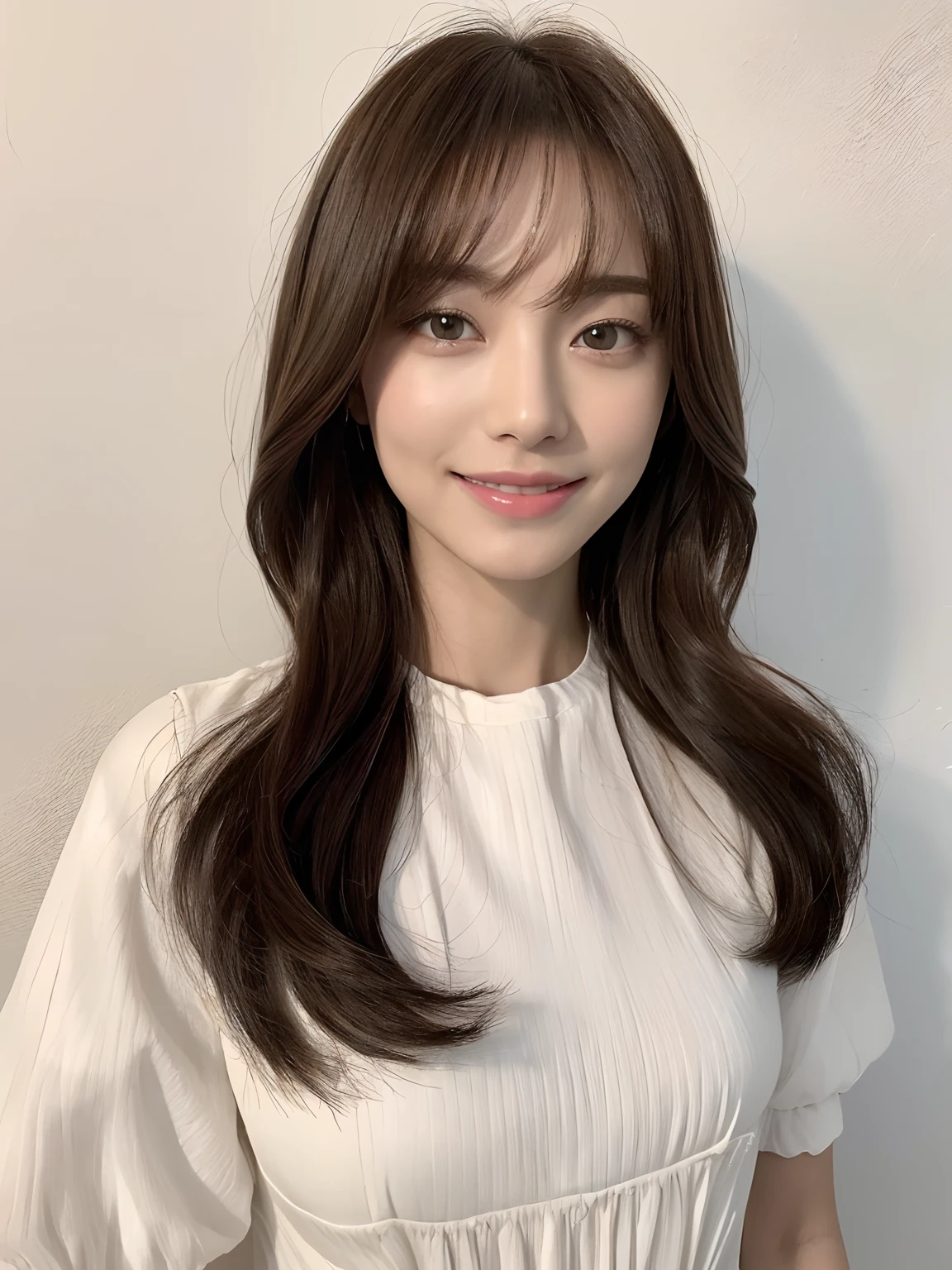 ((Best Quality, 8K, masutepiece: 1.3)), 1girl in, Slim Abs Beauty: 1.3, (Hairstyle Casual, ), Dress: 1.1, Super fine face, Delicate eyes, Double eyelids, Smile, Home,length hair