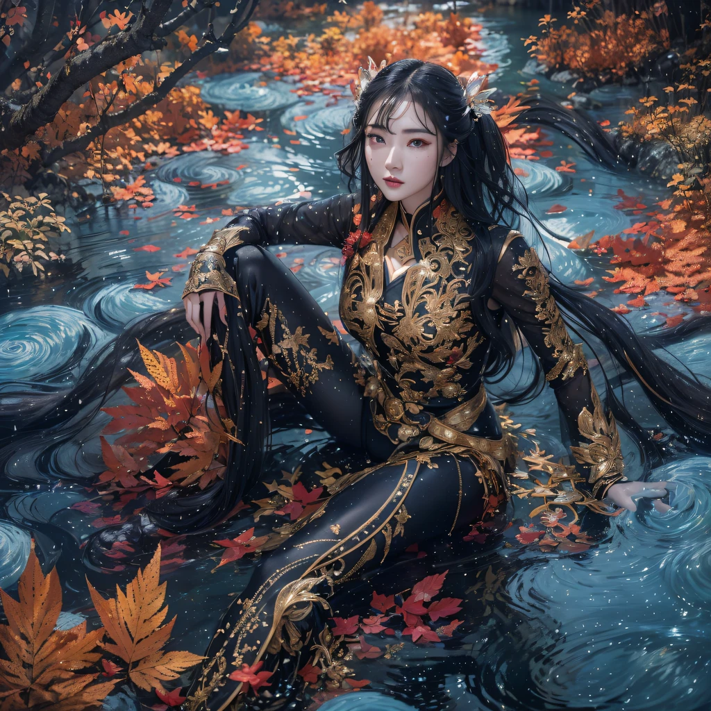 Fly the Nine-Tailed Light Blue Sky Division Flame Hairy Bear Star,Erotic,Torch Night Black Gold Orange Brocade Silk Snake Print Silk Pants,Rouge diamond tulle sheer lizard-patterned leggings,Fat Girl Space Flying in the Snow 1:900 miniatures,Front view,Pure transparency,Wear boxing gloves,Wear thick-rimmed reflective sunglasses with gold threads,Panorama ultra-wide angle,extremely happy,The texture of the real person is delicate,Strong visual impact,Hyper-detailing,Dream girl,Refined face,prettyeyes,Hair strands float in the air, Cherry model,Ouyang Xiaotong,crystal-clear,Good sense of perspective,Light and shadow effects,16K smooth,Surface reflected light,Flowing black hair,Water Goddess 32K,复杂,ellegance,highly detailed,A majestic,Digital photography,Autumn cowboy shot,surrealism painting,Broken rubies,Beating magic,Entwined water magic,(tmasterpiece,Cinematic light,Fine beautiful eyes:1.2),hdr,Void 5 Energy Storm,(China 1 girl,Black eyes:1.5),Rouge skin,Glowing skin,(sitting on the stone:1.5),delicated face,Black color hair,Put on palatial gold armor,cropped shoulders,,short skirt,Beautiful golden armor,Rained,big breasts beautiful,looking at viewert,Face away from the camera,tmasterpiece,Lateral face,Side portrait close-up