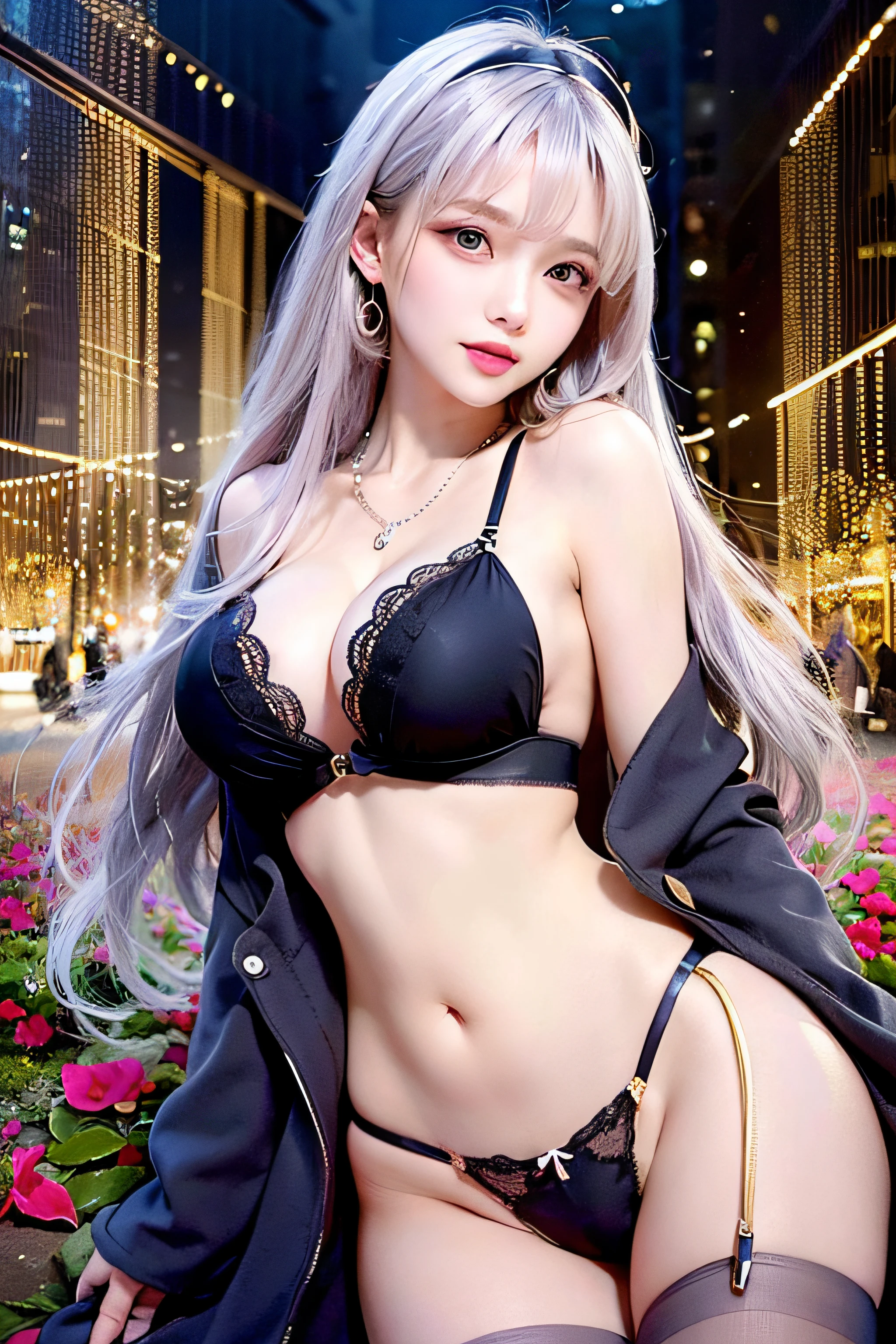 Sexy , Full face， (Slim shoulder straps, Ultra-low-cut top)( Very close view )Women's watches，[Face view] , ((High slit panties))，clothes see-through (((Outdoor paradise))), ((Petals flying in the air ))，Light smile，，camel-toe,(Crystal colorful lights),，Soft clouds，(Cover with a scarf), ((Super short cute pattern cotton coat|no underwares|Slightly perspective ) ((greek architecture，Bohemian architecture，Hindu temples，Thai snacks，Thai style)) starrysky，Beautiful，hips bare，earring，Pink sexy yarn,（(Striped underwear、Black openwork underwear、Transparent embroidered tulle underwear set,Gold bracelets，Pink lace gloves)）Lace pantyhose、Lace gloves、Wedding headscarf、pearls necklace,（ dress）(Very small panties),Moles under eyes, ((Gray-pink hair))，Crystal glowing necklace
（（Masterpiece））,（realisticlying：1.2）,best qualtiy,high high quality,absurderes,rich colourful,stunning art,best qualtiy, ultra - detailed,beautifuldetails， reflective hair,Good lighting, Ray traching， depth of fields,ultra - detailed,illustratio,astounding,finedetail,The is very detailed， （（ultra - detailed））， （Beautiful Meticulous Girl）， Beautiful detail glow， Complicated details， A high resolution， Extremely refined and beautiful,beatiful detailed eyes， hdr， Round eyes, detailedfacialfeatures,（Round pupils：1.4） （illustratio）,（美丽细致的眼睛）（Very very detailed face））， ((depth of fields))((Solid)),（alluring face）(（ssmile：1.3）)， Smiling lips， （looking at viewert：1.1） closeup cleavage， wide wide shot， Side Body， photore， lewd poses ， Moody light， Sistine Phil Beldev, Smile，（（（Masterpiece，Best quality，A high resolution）））），Extremely detailed 8K，Beautiful girl with busty body，（hyper HD，ultra - detailed，High detail，high realistic，Ultra-realistic，Photo realism）,（1girll：1.5）,（realistic dark hair），Short curly hair，Bob cuts hair，（Dynamic posture）,A shallow smile,Open lips，Detailed eyes，Bigchest，(Breast enlargement)
（Beautiful and detailed face，Beautiful and delicate eyes），Sunlight）,（Beautiful buttocks 0.5），Color backlight
