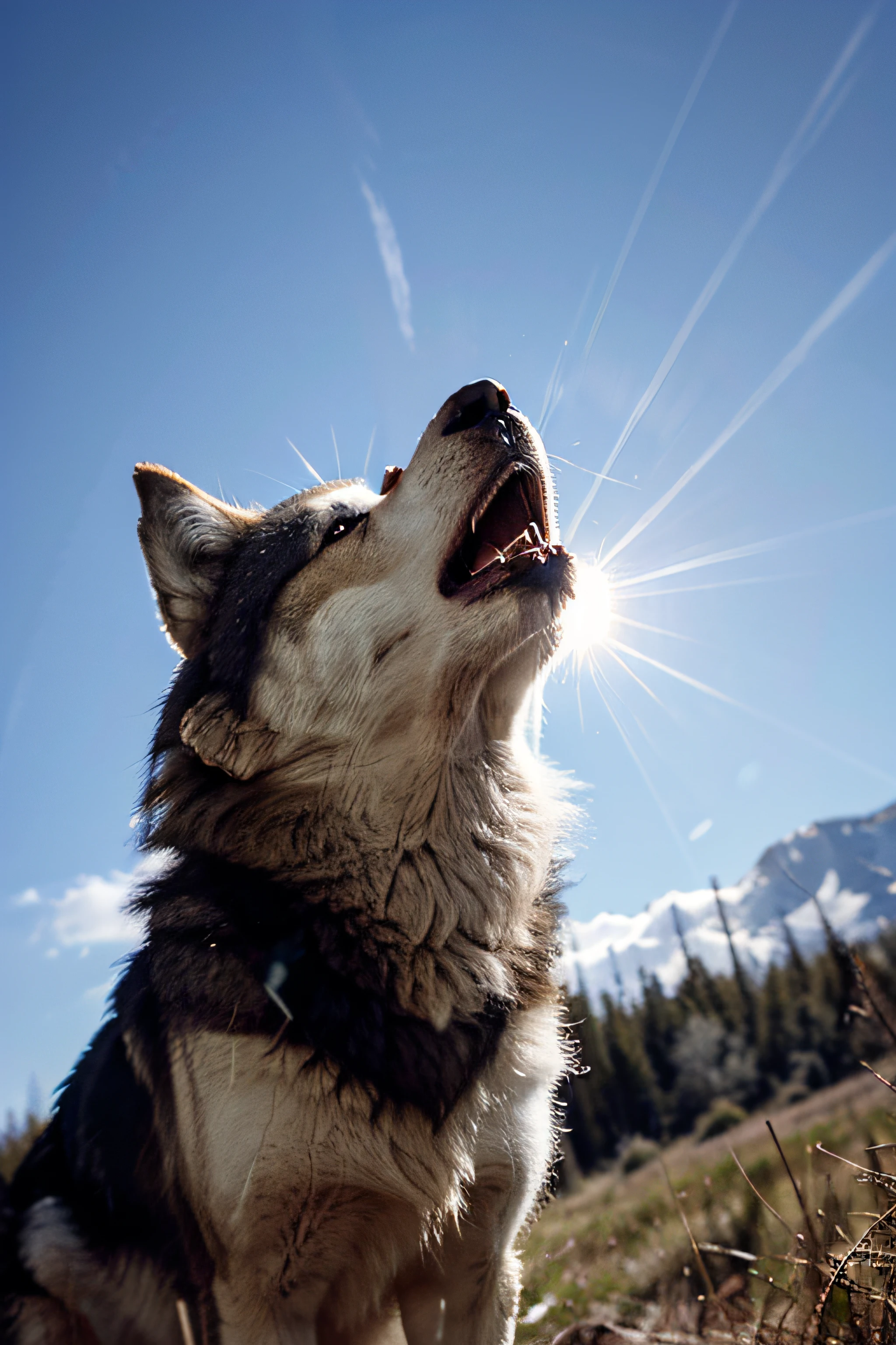 I had a photo of a wolf looking up at the sky and howling