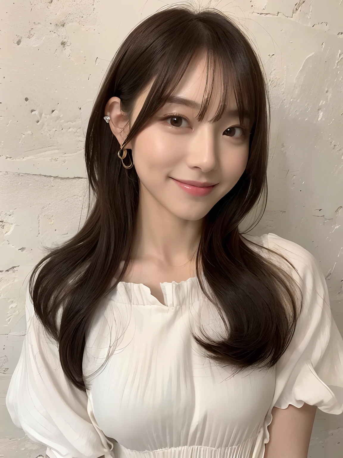 ((Best Quality, 8K, masutepiece: 1.3)), 1girl in, Slim Abs Beauty: 1.3, (Hairstyle Casual, ), Dress: 1.1, Super fine face, Delicate eyes, Double eyelids, Smile, Home,length hair