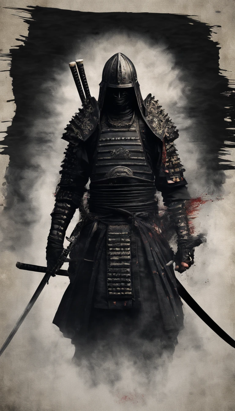 (Best quality,4K,8K,A high resolution,Masterpiece:1.2),Ultra-detailed,(Realistic,Photorealistic,photo-realistic:1.37),Feudal Japanese samurai of the Warring States period, Wearing a full suit of samurai armor, Wearing a black samurai mask, Wielding a sharp katana, Exudes a strong sense of intimidation, Glowing red eyes, Mikawa Samurai