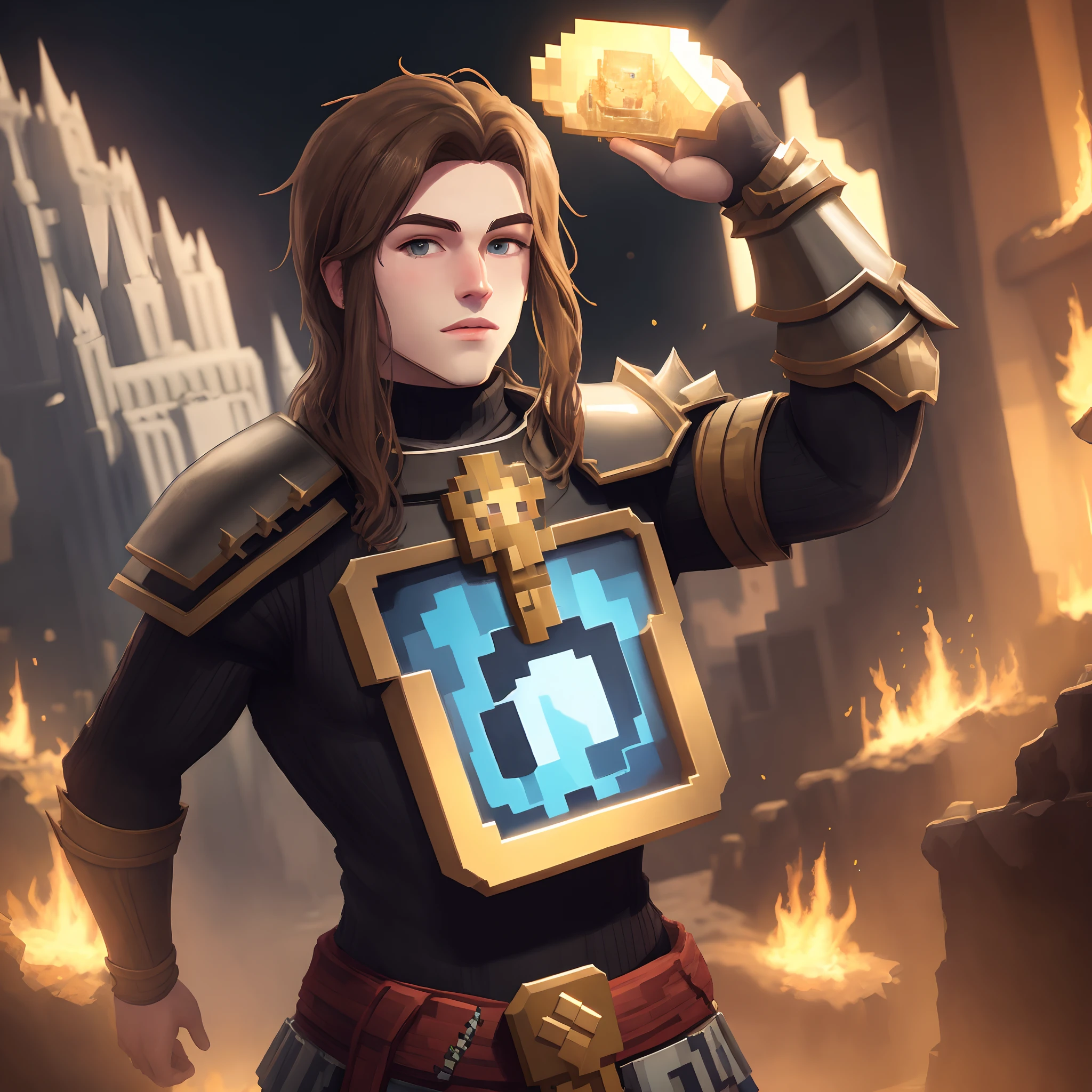 Dark fantasy Minecraft Steve in diamond armor