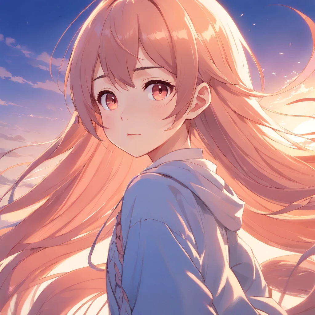 MALE, asian baby BOY, beautiful BOY,  extremely long silky peach-colored hair intermixes with a lot of loose braids, super long bang that can nearly cover all the face, the tail of the hair has peacock's tail pattern, elf ears, dark pink sharp cat-eyes with light blue shade, white eye's pupils, soft and thin lips, white and soft skin