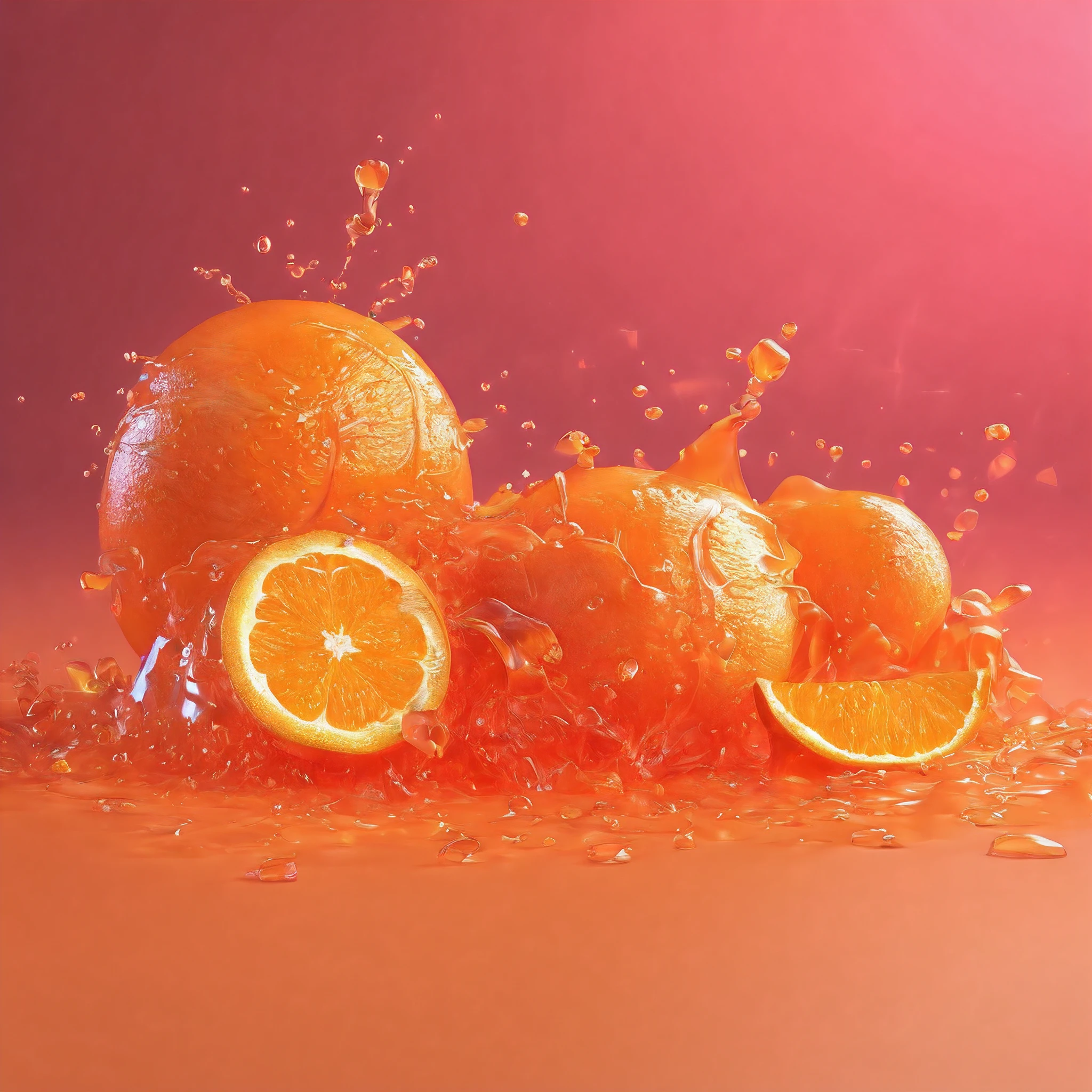 Slime laranja tecnologico em 3D. Mystical background with flashy colors