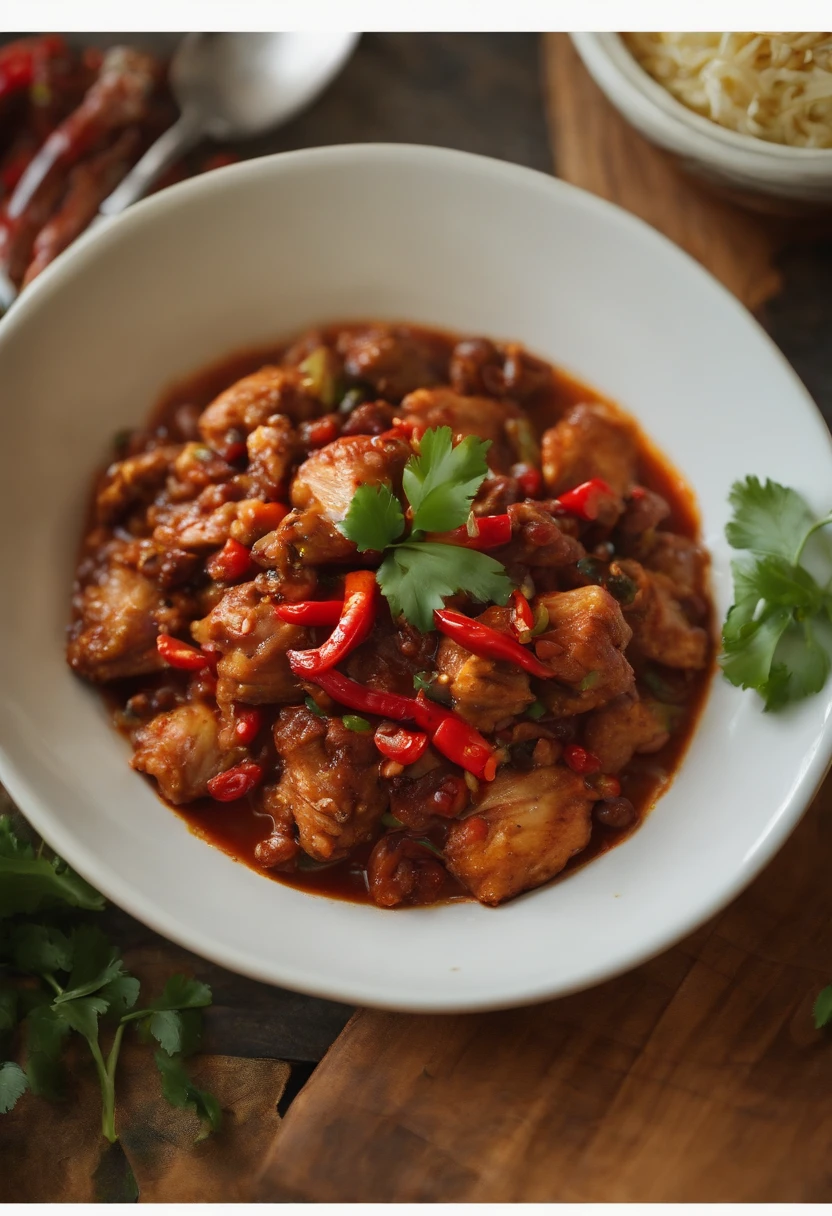 Pepper chicken close-up chili