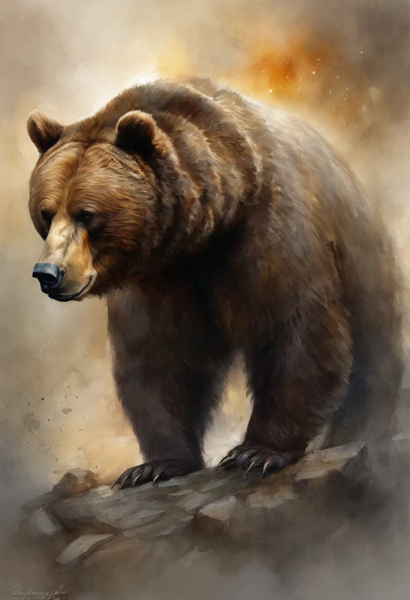 top-quality, Dramatic Lighting, menacing pose, fierce look, epic atmosphere, (((Helmet in the shape of a bear's head))), (((Full body shot))),Metal bear, cyborgs, Cyberpunk style, Clockwork, ((Intricate details)), nffsw, ((Intricate details, hyperdetails)), incandescent lamps, cinematic shot, Vignette, bokeh effect beckground, (dogy), (Full body shot).A very big and fat bear